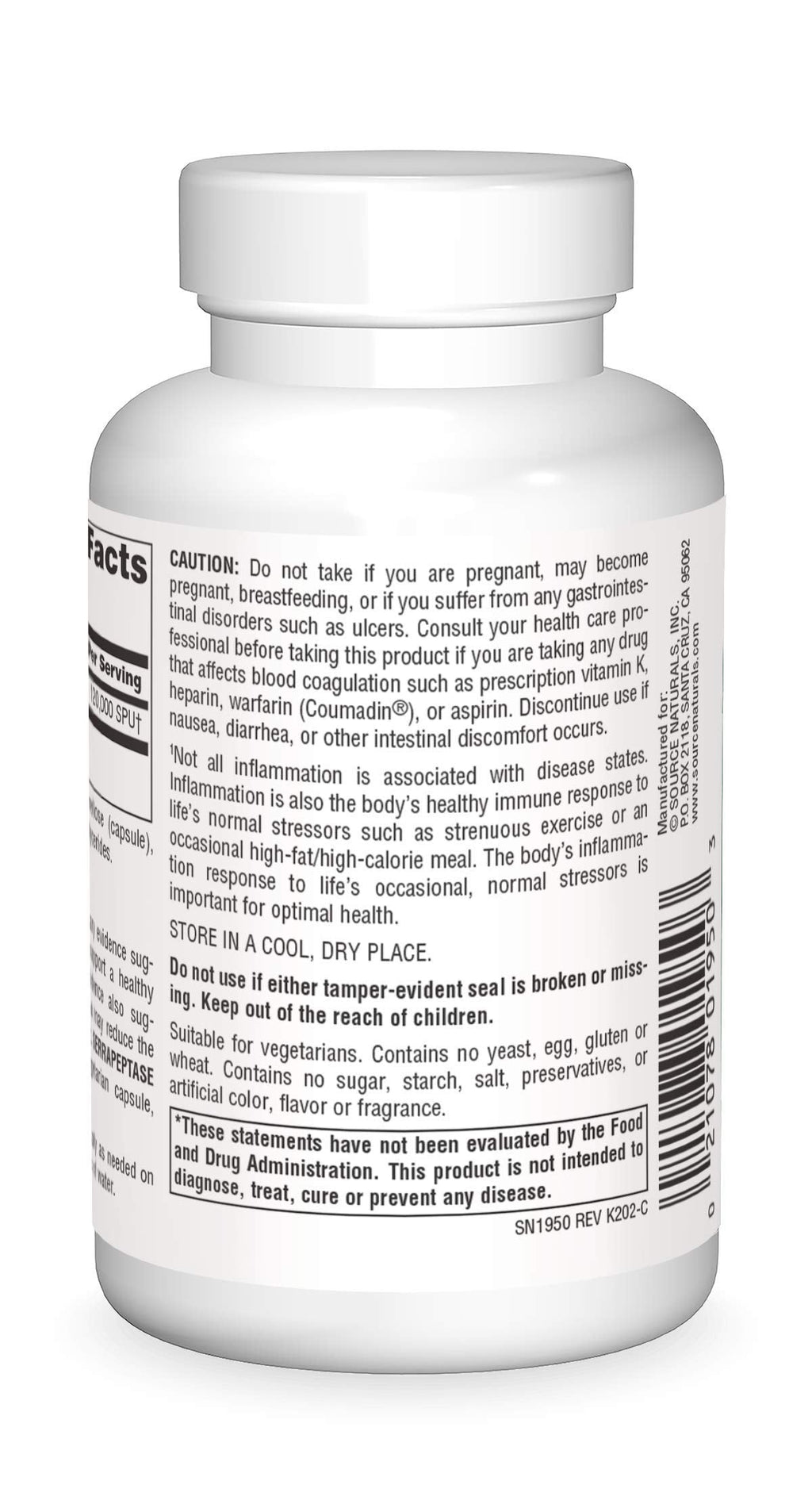 Source Naturals Serrapeptase - Delayed Release Enzyme - 120 Vegetarian Capsules