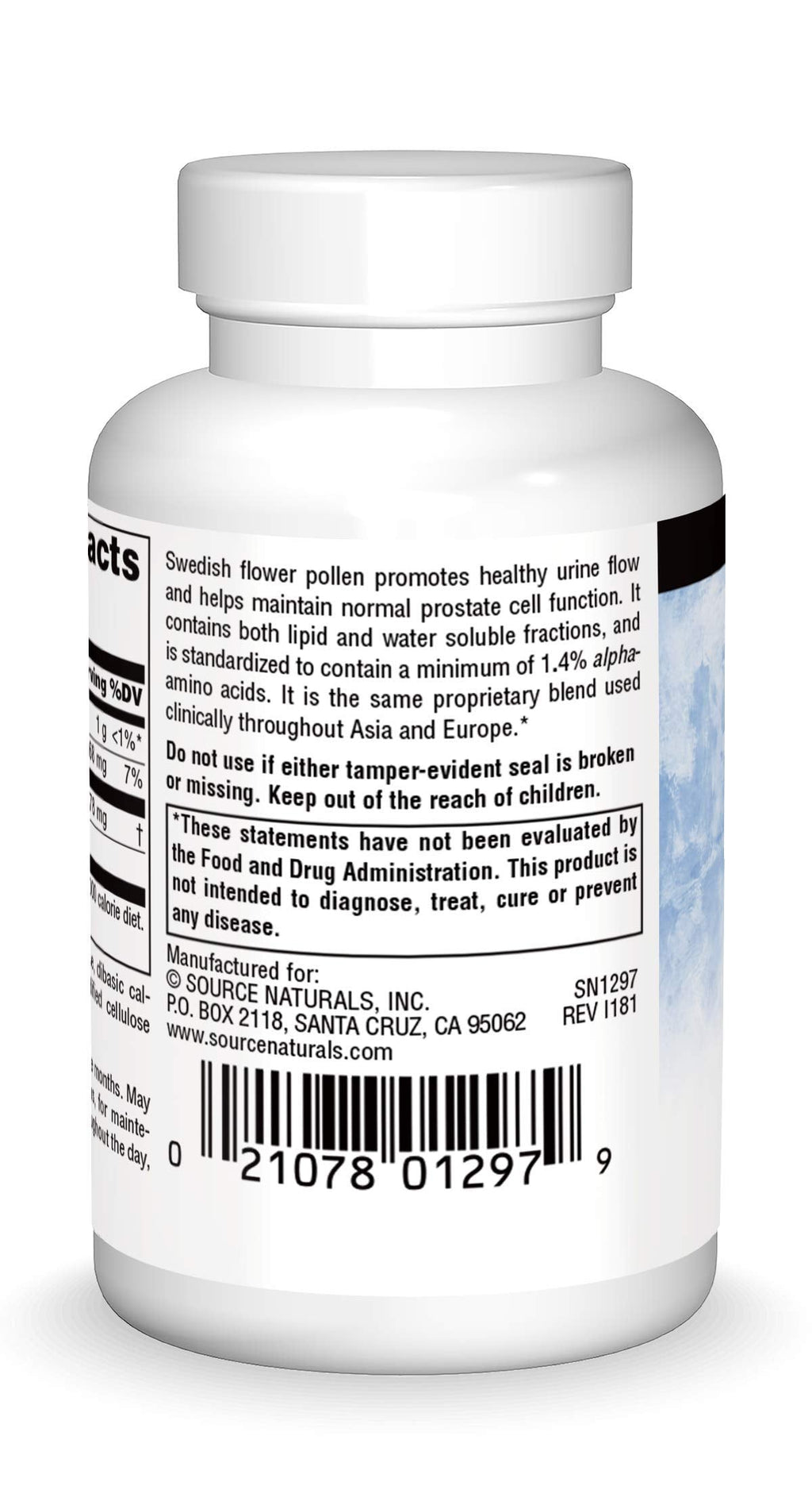 Source Naturals Swedish Flower Pollen Supports Prostate Function and Healthy Urine Flow* - 90 Tablets