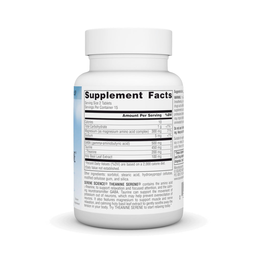 Source Naturals Theanine Serene - Calm Mind & Body with GABA - Vegetarian - 30 Tablets