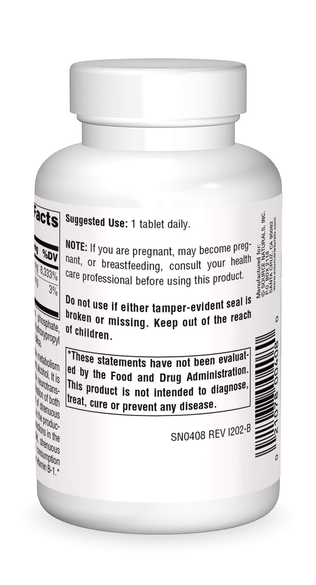 Source Naturals Vitamin B-1 Thiamin 100 mg – 250 Tablets for Energy