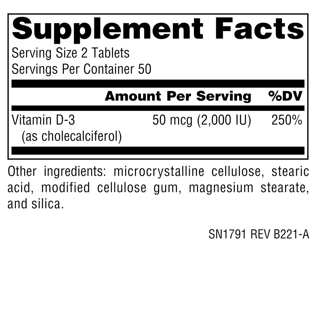 Source Naturals Vitamin D-3 1000 IU – Supports Bone & Immune Health* | 100 Tablets