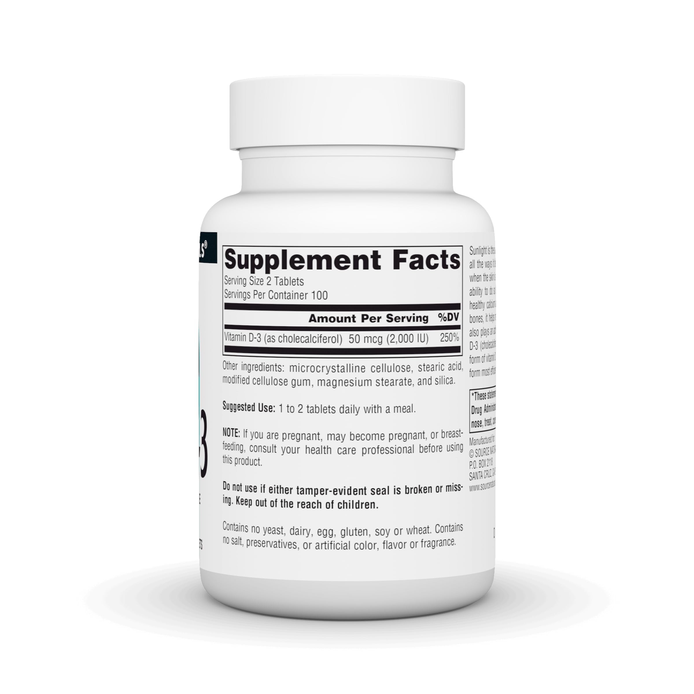 Source Naturals Vitamin D-3 Bioactve Form 1000 IU (25 mcg) – Supports Bone & Immune Health | 200 Tablets