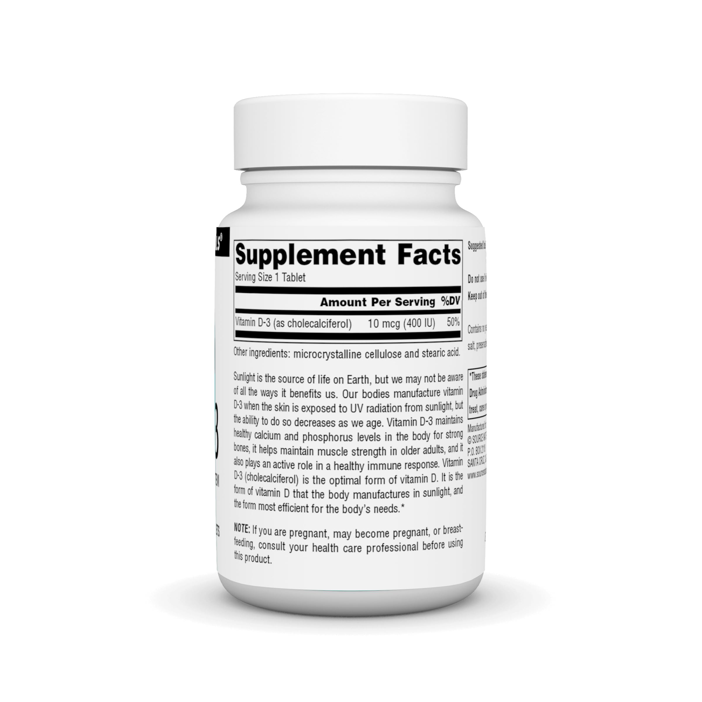 Source Naturals Vitamin D-3 400 IU | 200 Tablets - Bone & Immune Support