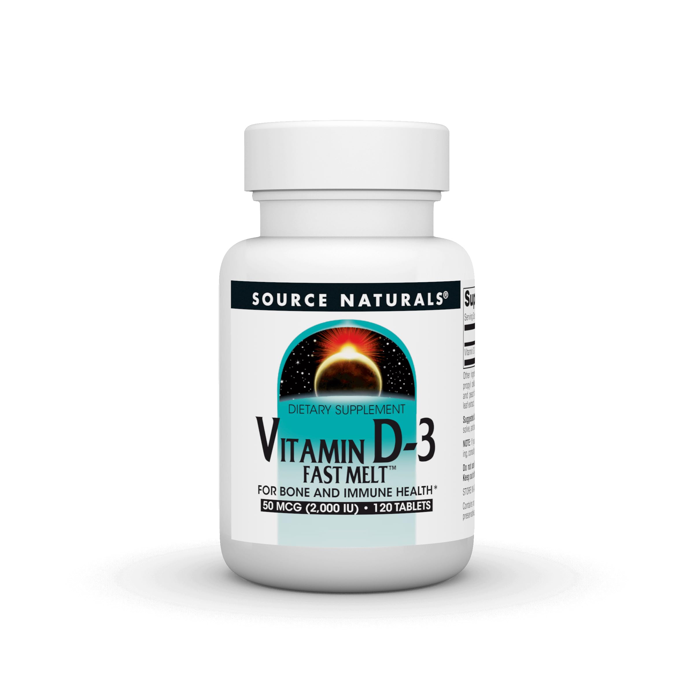Source Naturals Vitamin D-3 Fast Melt - 120 Tablets for Bone & Immune Health