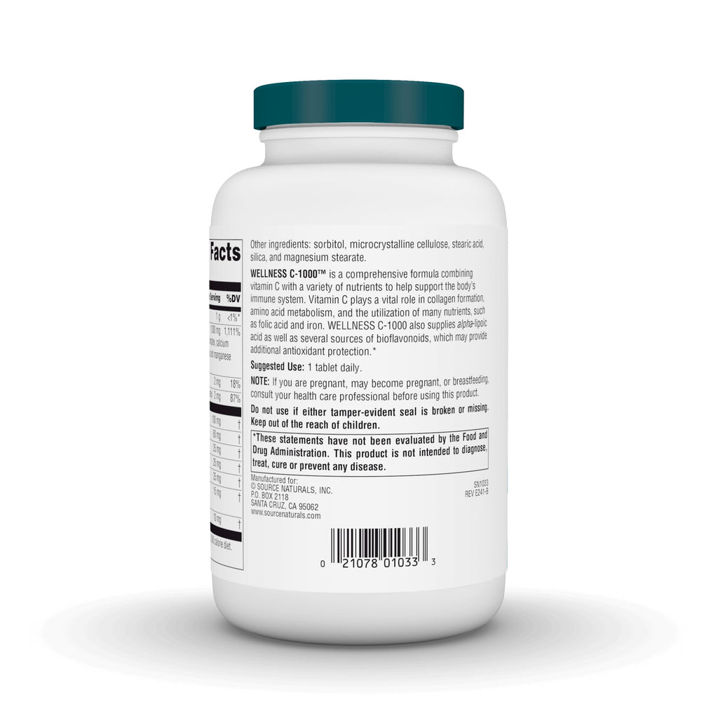 Source Naturals Wellness C-1000 – Vitamin C Immune Support + Antioxidants | 200 Tablets