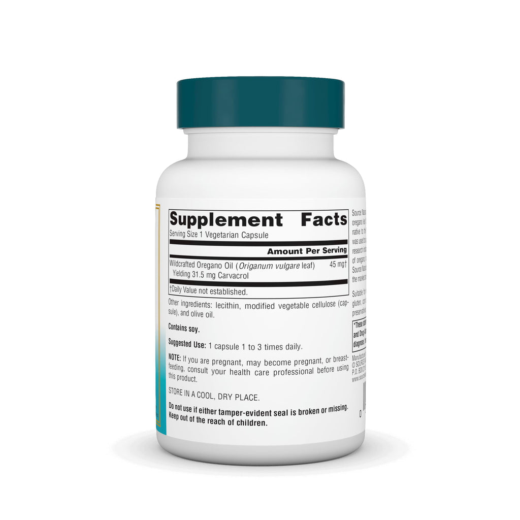 Source Naturals Wellness Oil of Oregano - Standardized to 70% Carvacrol - 60 Vegetarian Capsules