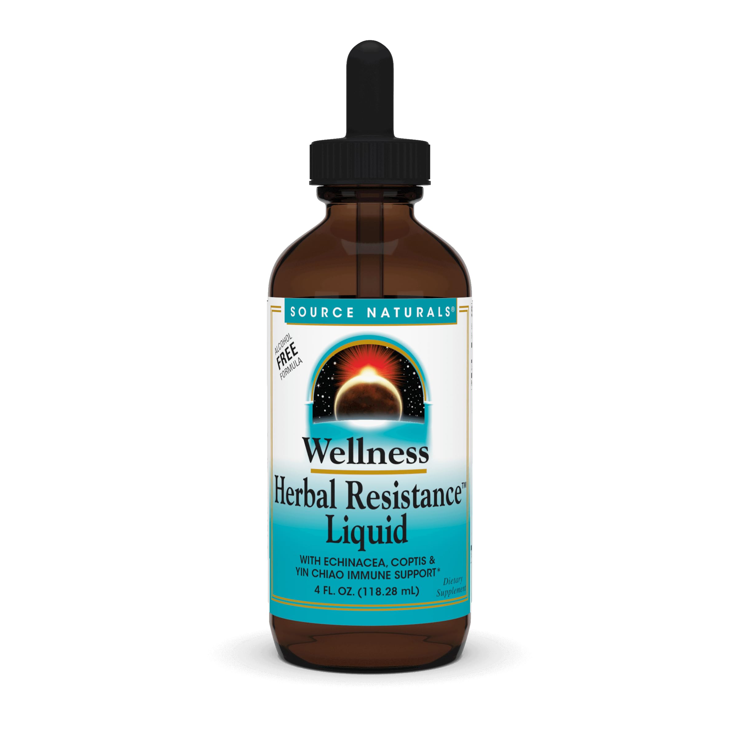 Source Naturals Wellness Herbal Resistance Liquid – Echinacea, Yin Chiao – Immune Support (Alcohol Free) 4 oz