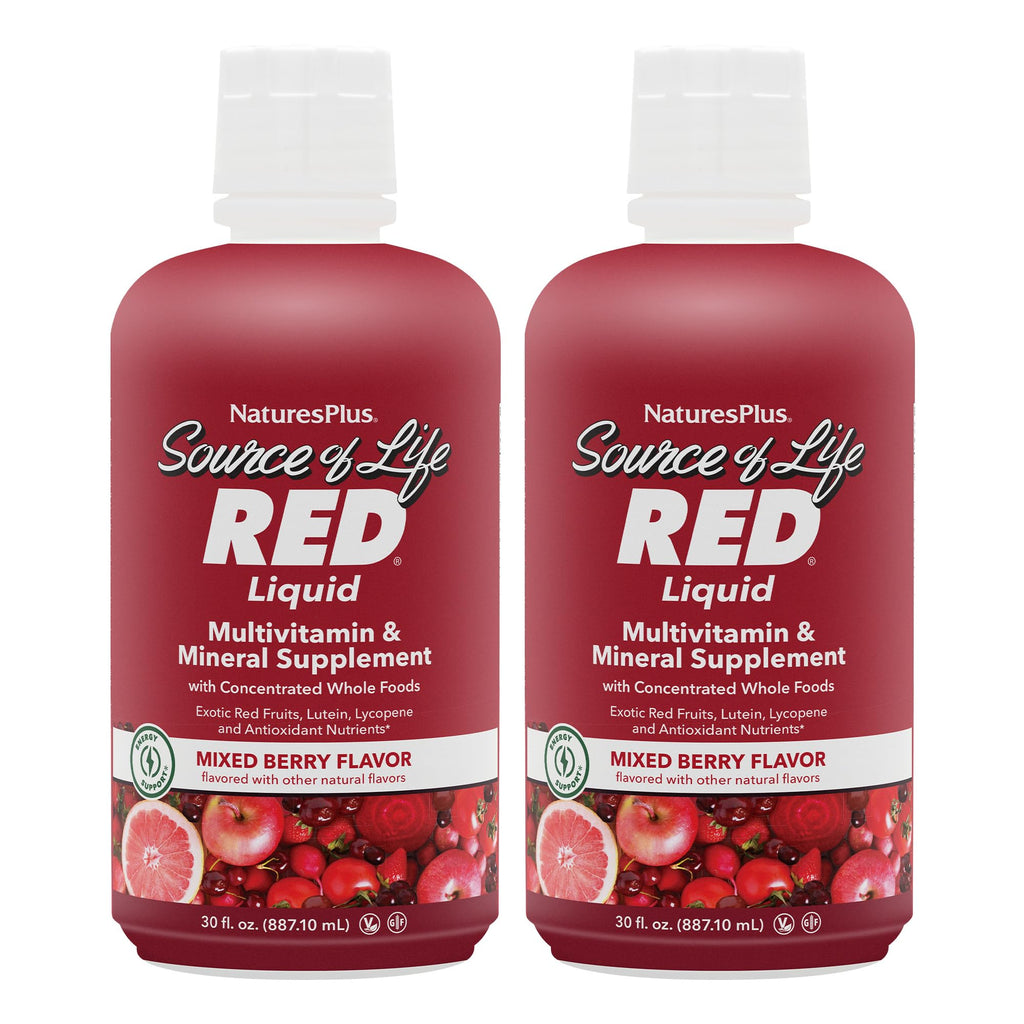 NaturesPlus Source of Life RED Liquid Multivitamin – 2-Pack, 60 Servings | Energy & Immune Support