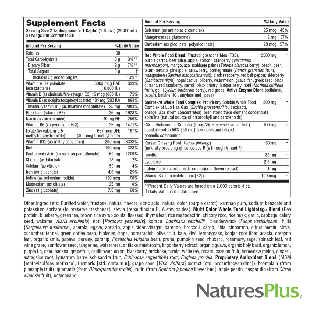 NaturesPlus Source of Life RED Liquid Multivitamin – 2-Pack, 60 Servings | Energy & Immune Support