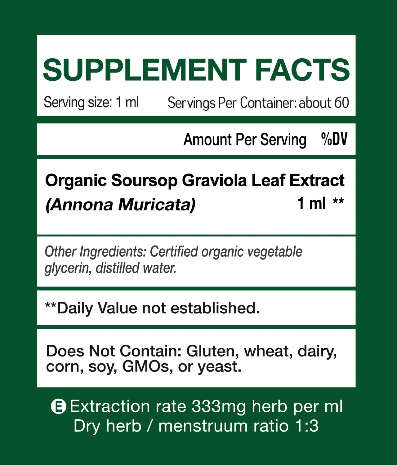 Organic Soursop Graviola Leaf Extract Liquid Drops | Soursop Bitters Liquid | High Absorption, Enhanced Bioavailability | Vegan, Non-GMO, Gluten Free | Immune Support | 2 Fl Oz