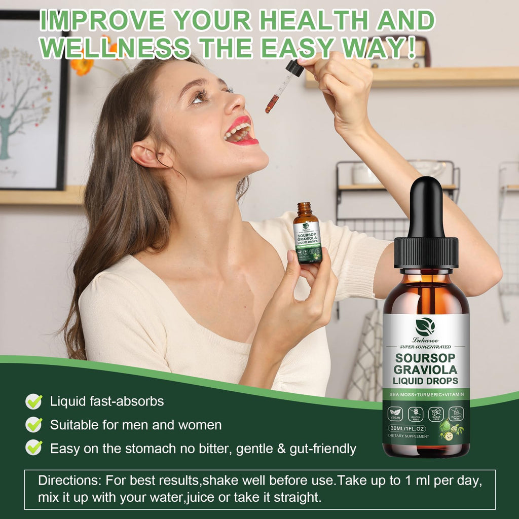(2 Pack) Soursop Graviola Liquid Drops with Sea Moss - Immunity & Digestion Support