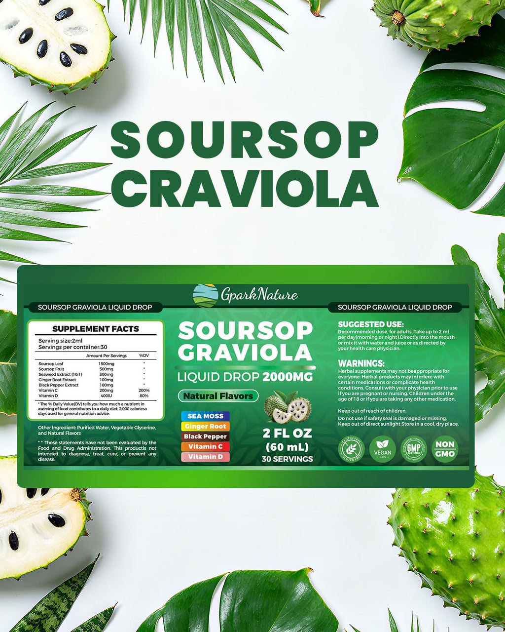 Soursop Drops & Bitters – Immune Support Tea Extract (2 oz) – Non-GMO