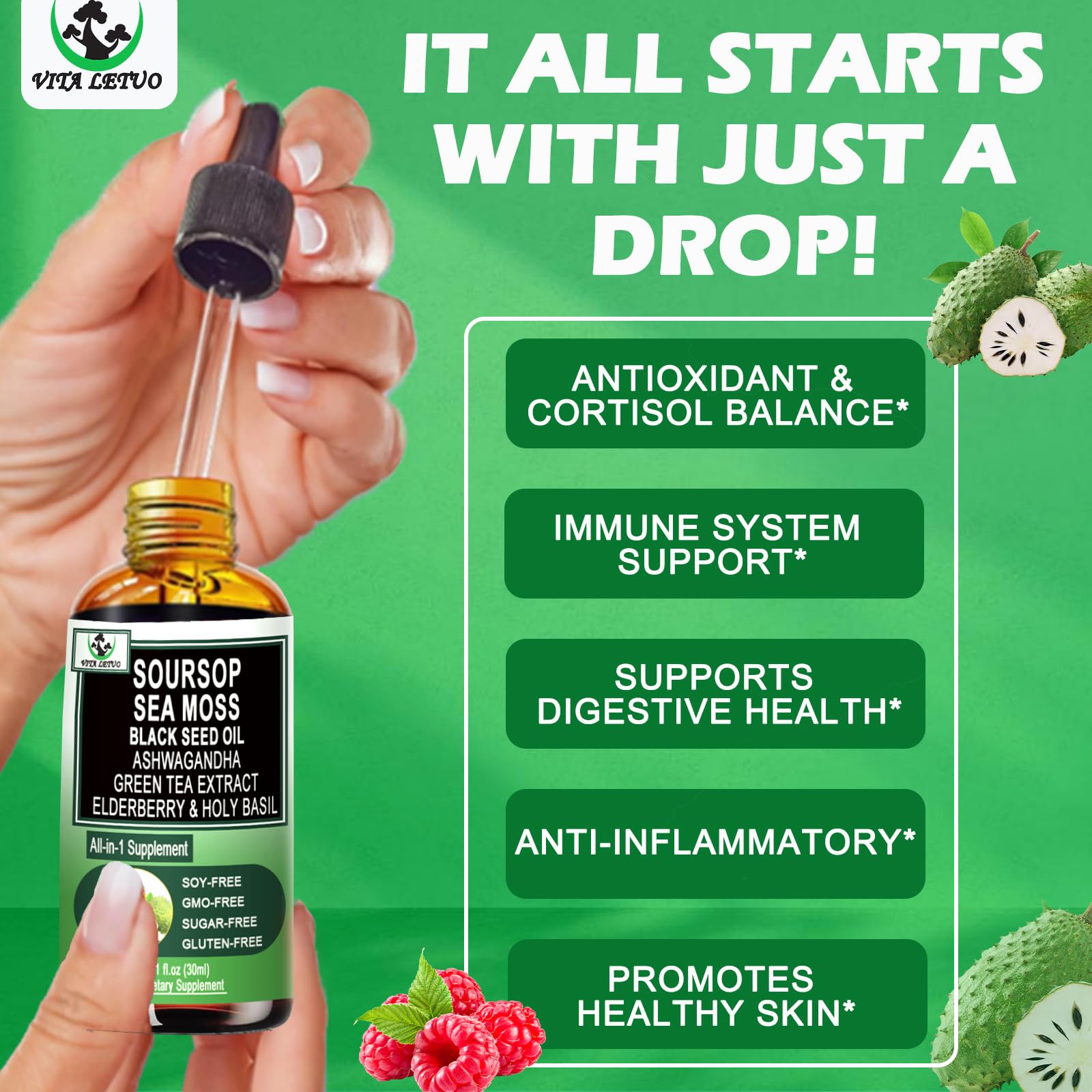 Soursop Drops – Immune & Digestive Support with Sea Moss & Superfoods