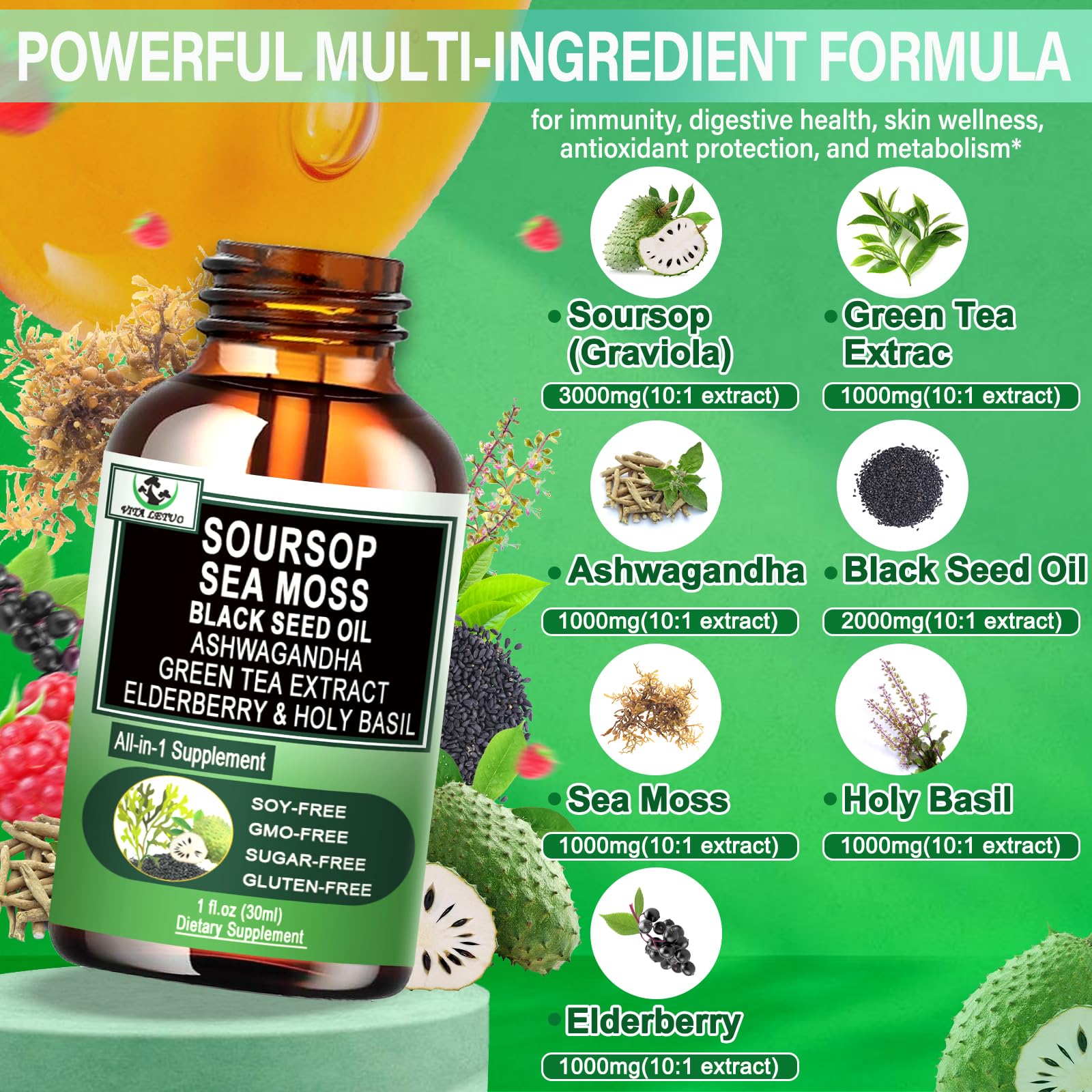 Soursop Drops – Immune & Digestive Support with Sea Moss & Superfoods