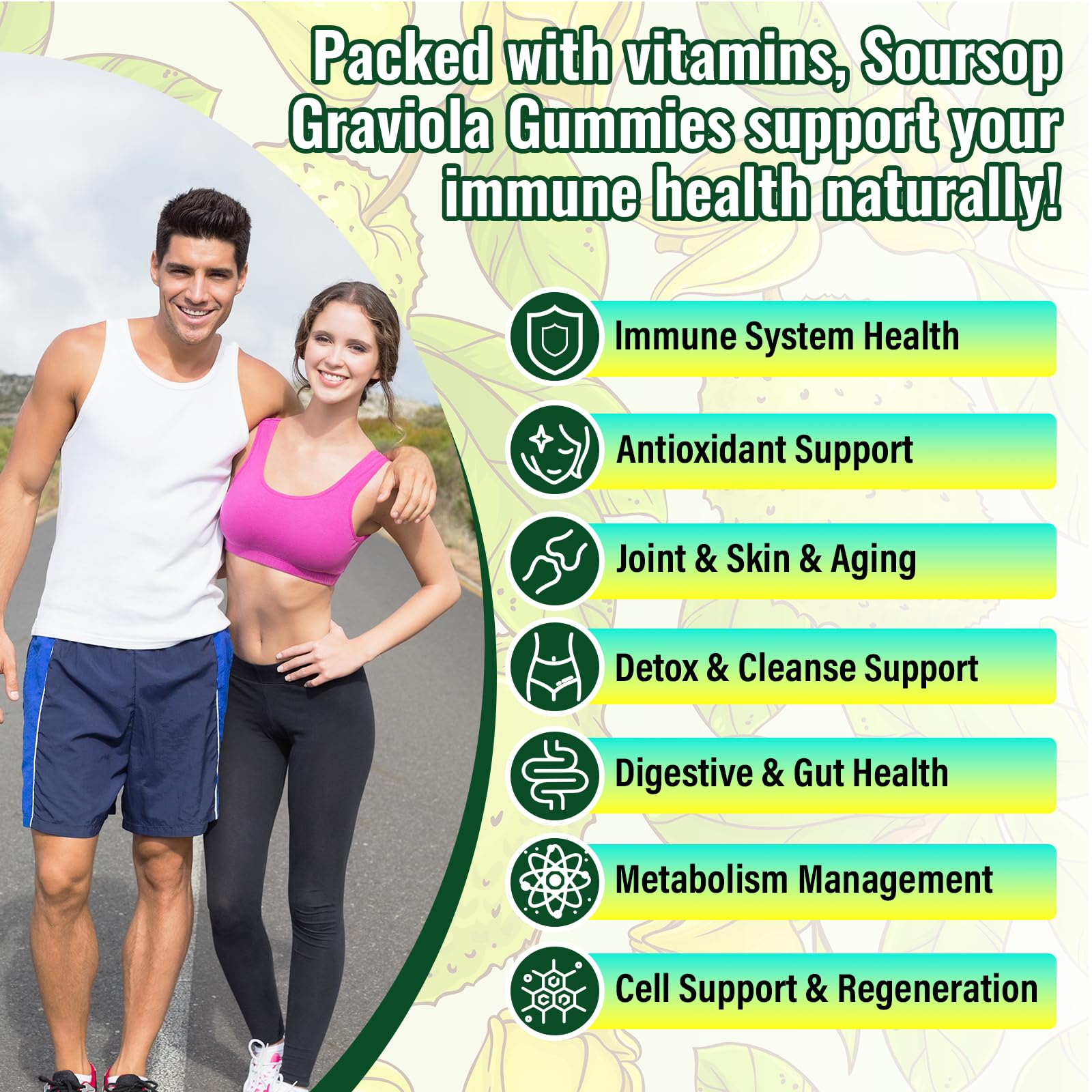 Soursop Graviola Gummies - Max Strength with Sea Moss and Turmeric | Vegan and Sugar-Free
