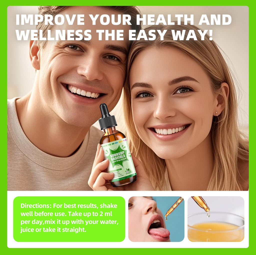Soursop Graviola Liquid Drops 1800mg – Immune Support, Sleep & Liver (2 fl oz)