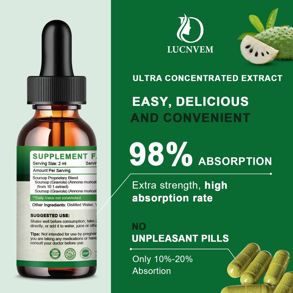 2 Pack Organic Soursop Graviola Liquid Drops | Immune Support & Antioxidant