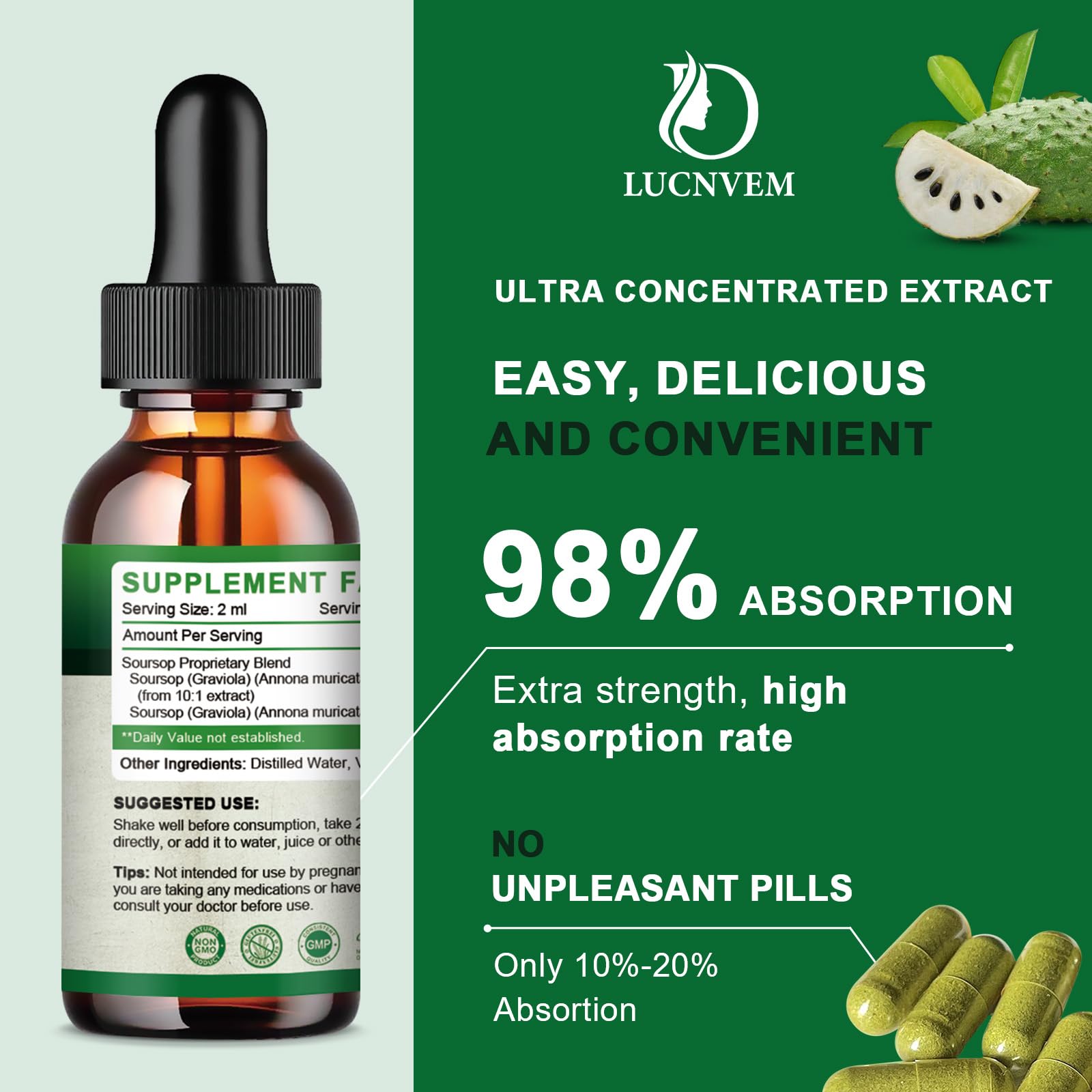 2 Pack Organic Soursop Graviola Liquid Drops | Immune Support & Antioxidant