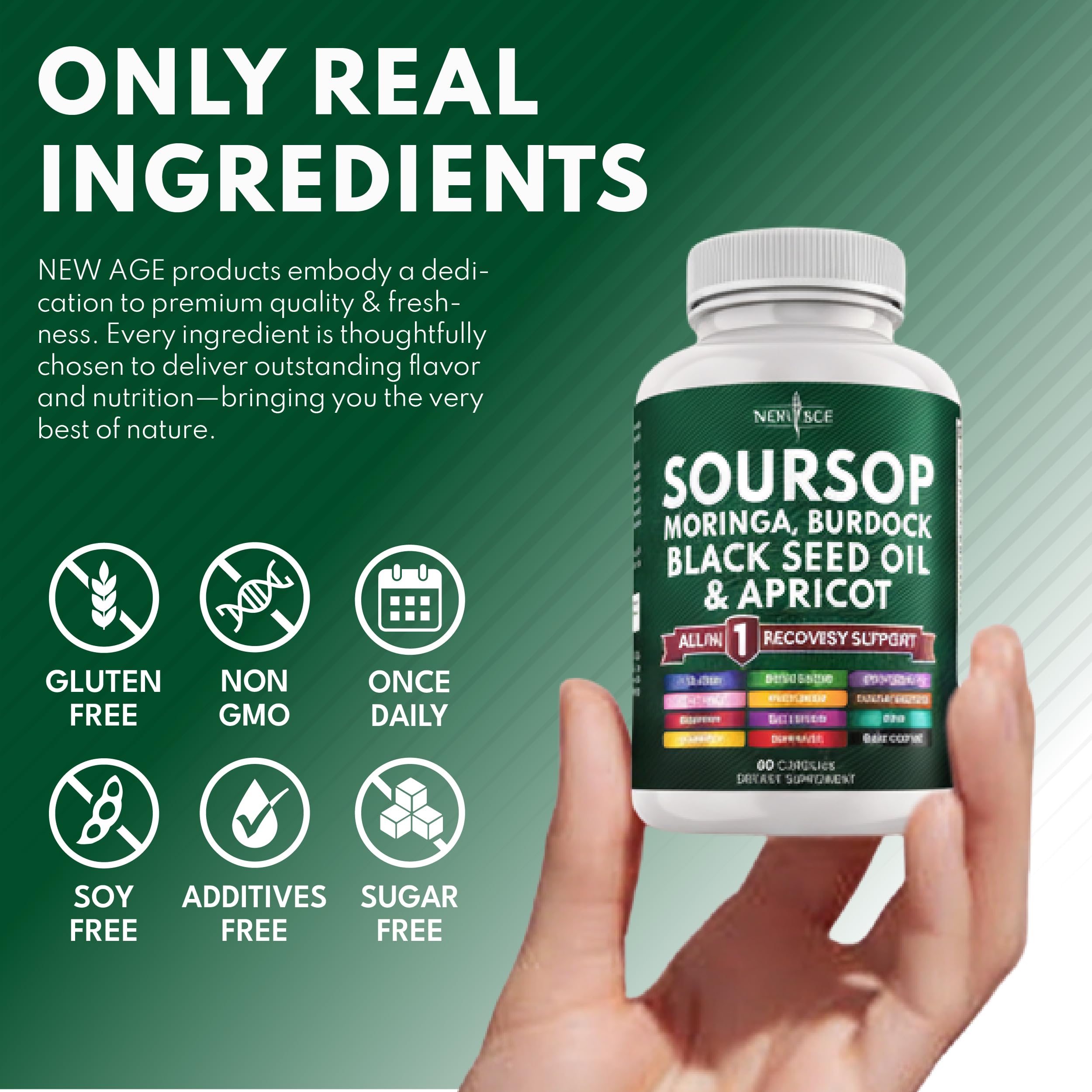 Soursop Supplement – All-in-One Moringa, Sea Moss & Berberine (120 Capsules)