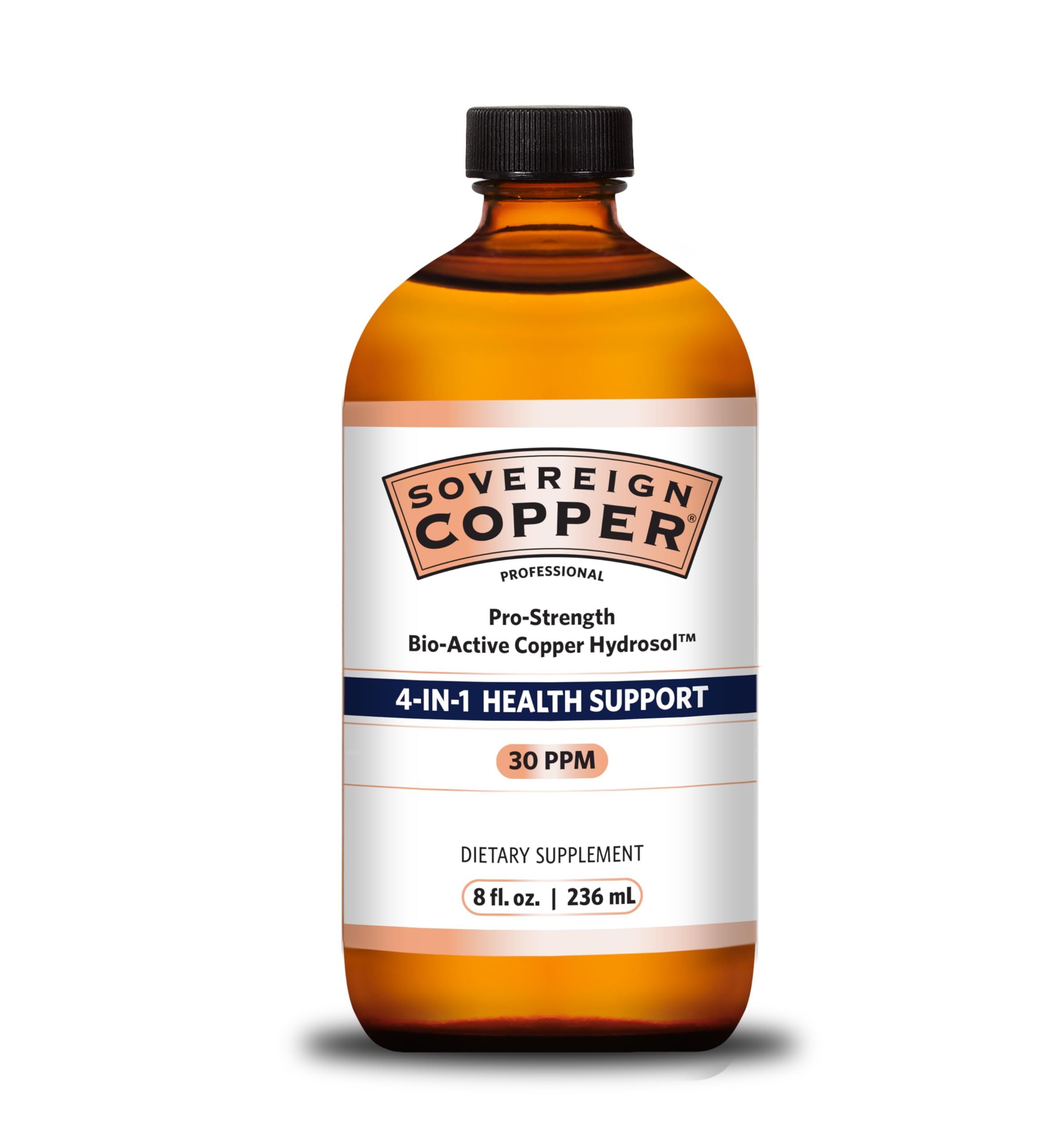Sovereign Pro-Strength Bio-Active Copper Hydrosol - 30ppm Copper Liquid, 8 fl oz