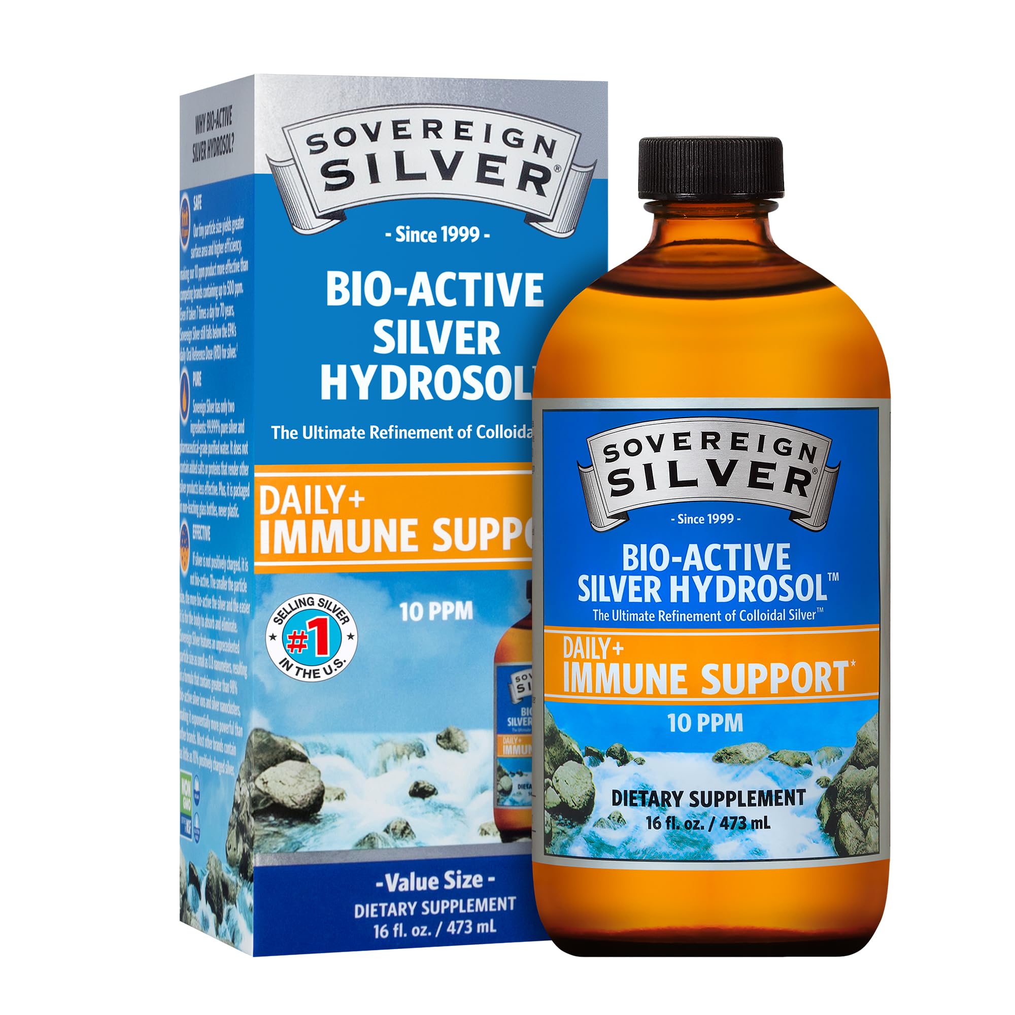 Sovereign Silver Bio-Active Silver Hydrosol 10 ppm, 16 oz – Premium Colloidal Silver Liquid