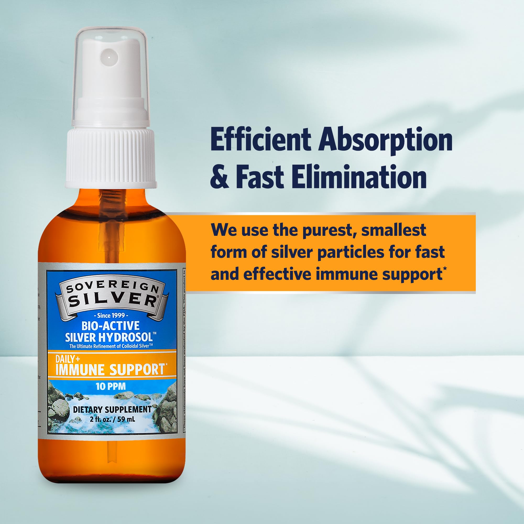 Sovereign Silver Immune Support – Colloidal Silver Hydrosol 10 ppm | Fine Mist Spray 2 fl oz