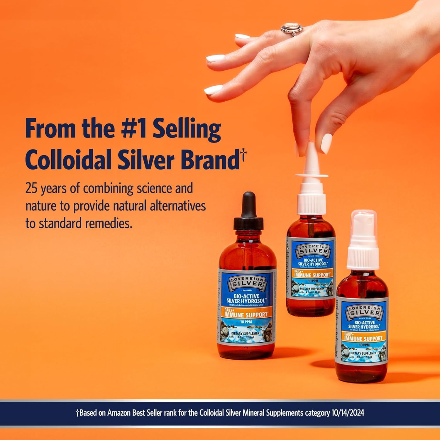 Sovereign Silver Immune Support - Colloidal Silver Hydrosol, 10 ppm, 32 oz