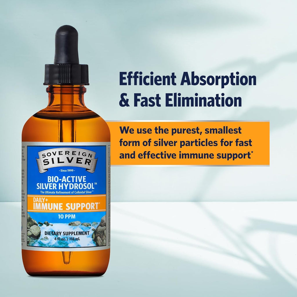 Sovereign Silver Immune Support - 10 ppm Colloidal Silver (4 oz / 118 mL)
