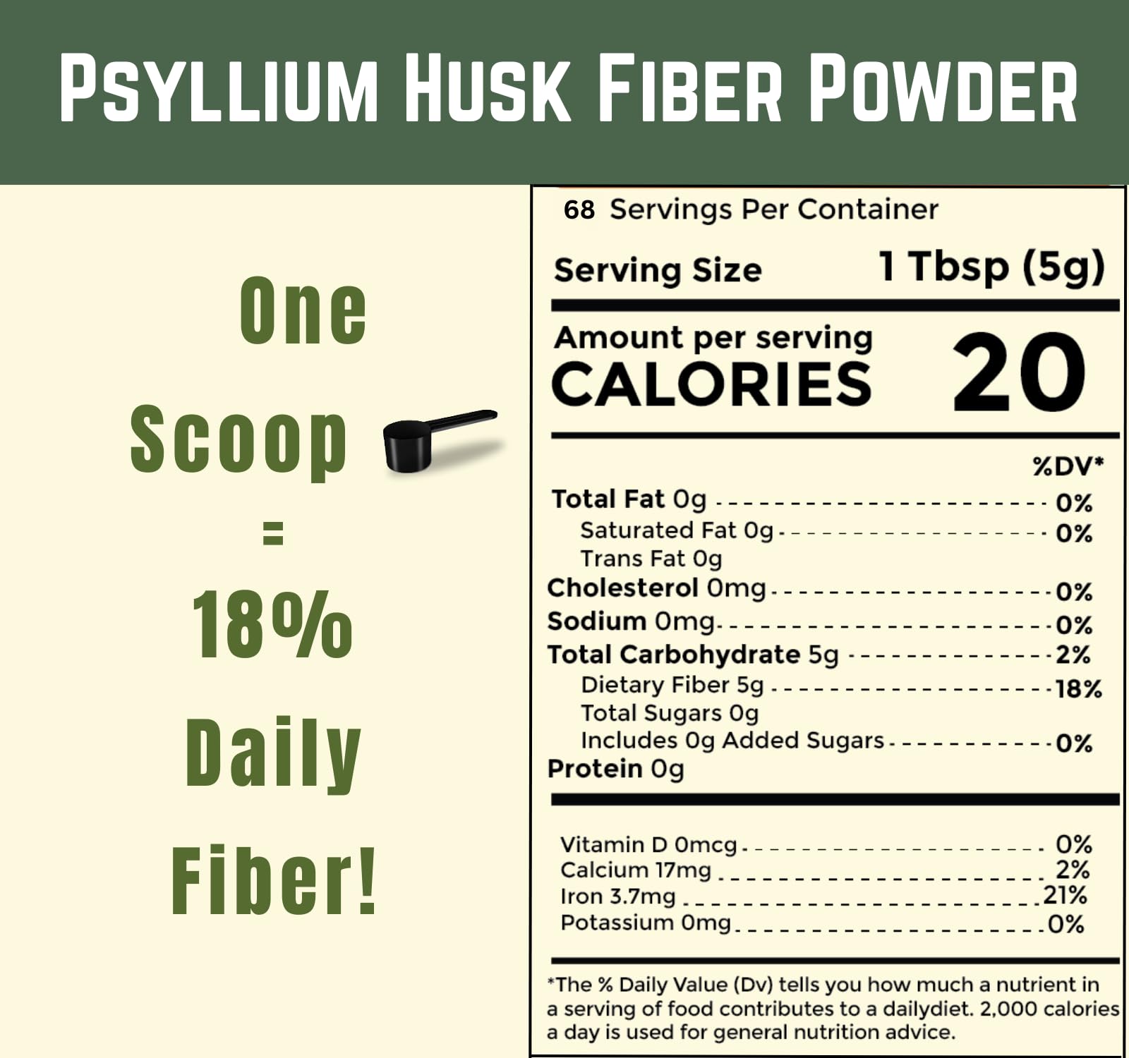Sownandgrown Psyllium Husk Powder 12oz | Finely Ground, Gluten-Free, Non-GMO