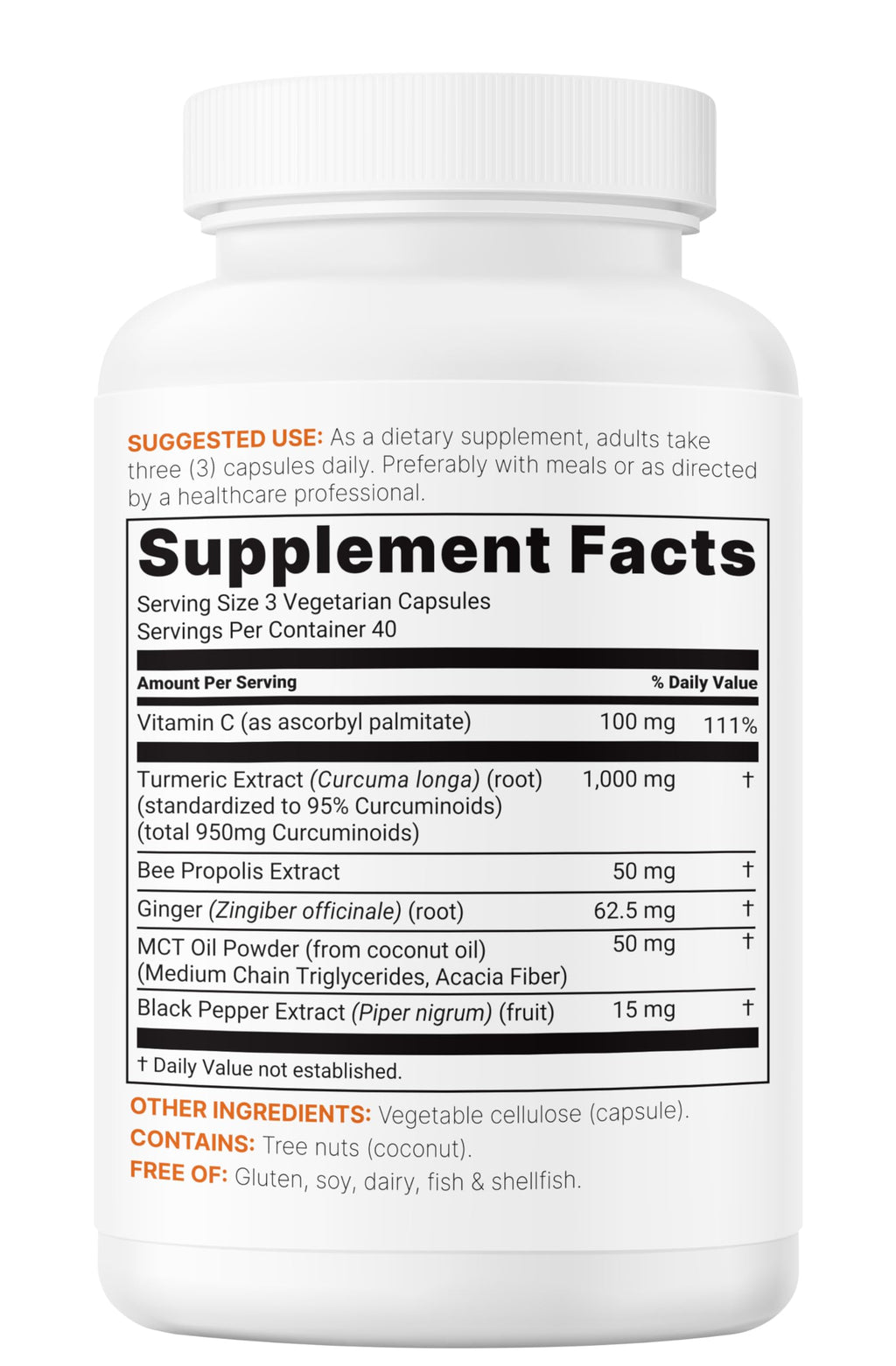 Pure Turmeric Curcumin 1,000mg | 95% Curcuminoids | 120 Veggie Capsules