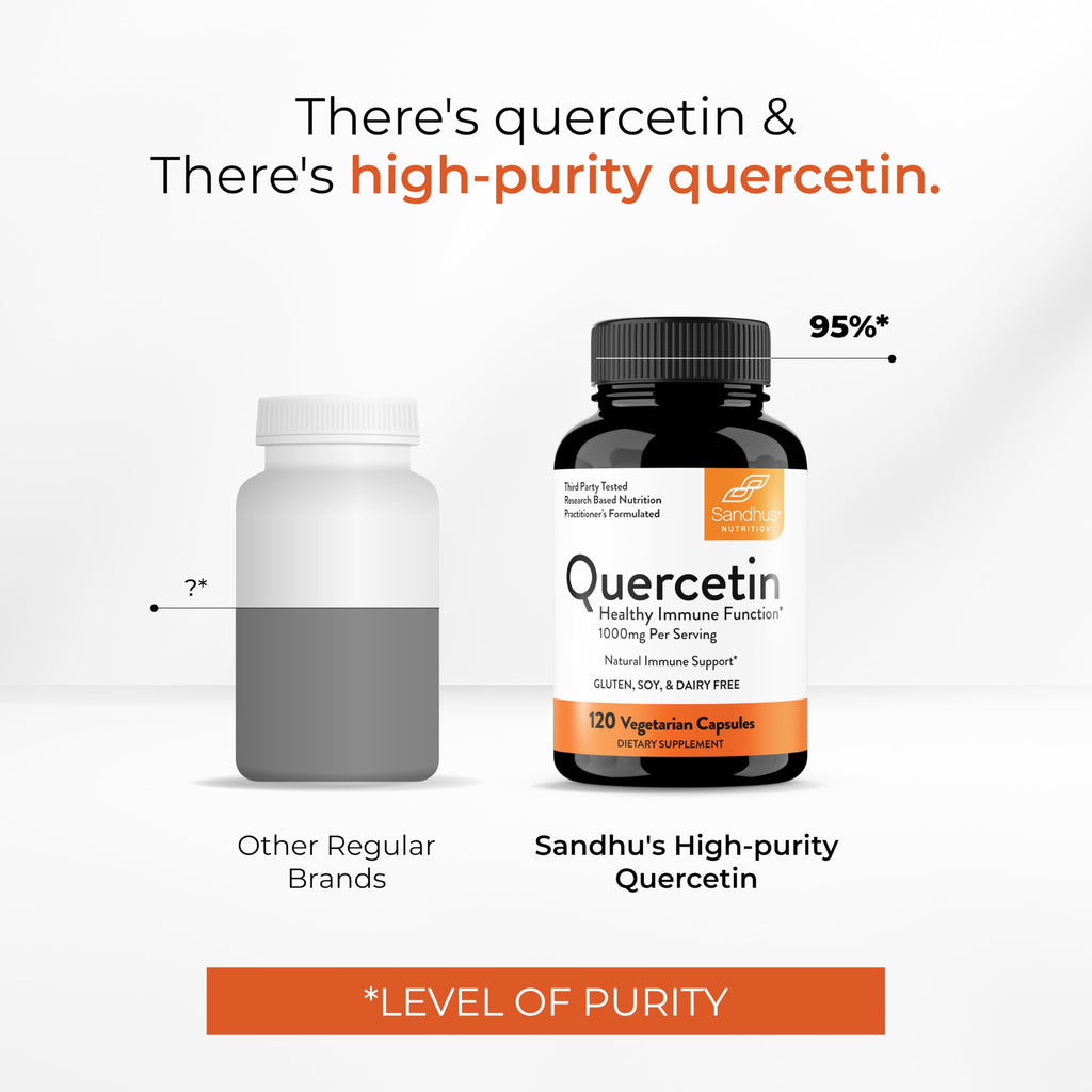 Sandhu's Quercetin Vegetarian Capsules – 120 Count | Immune Support & Respiratory Health