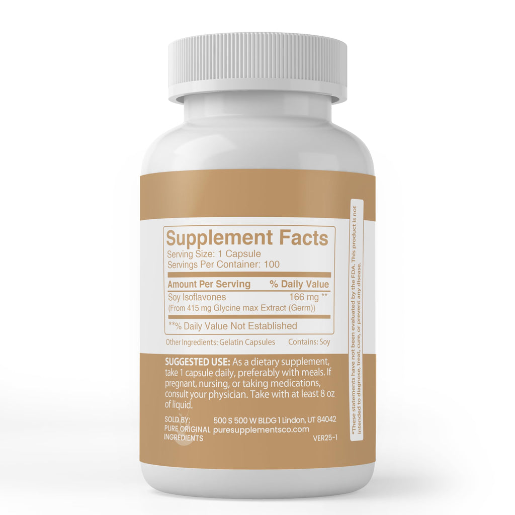 Pure Original Soy Isoflavones - 100 Capsules | No Additives, Lab Verified