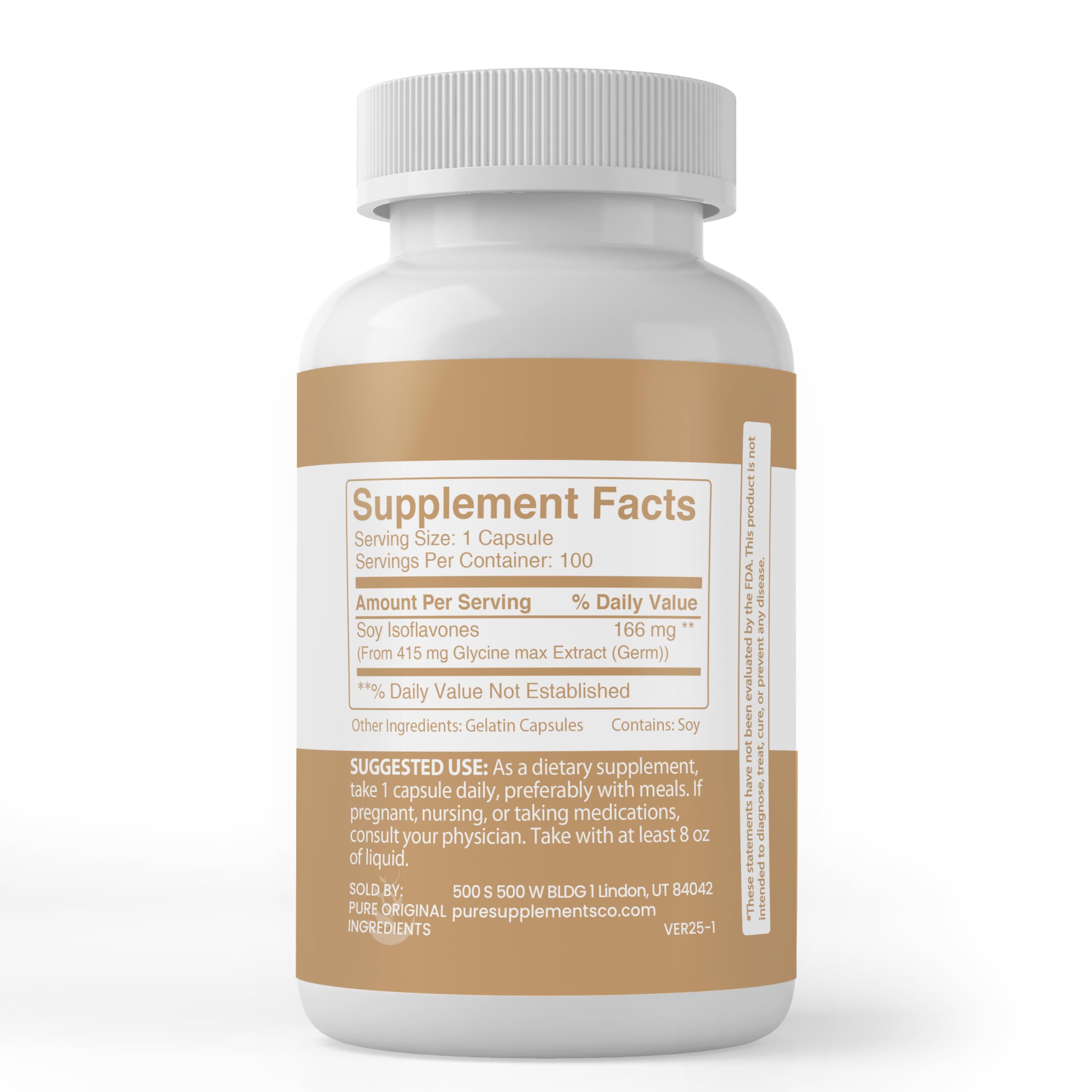 Pure Original Soy Isoflavones - 100 Capsules | No Additives, Lab Verified