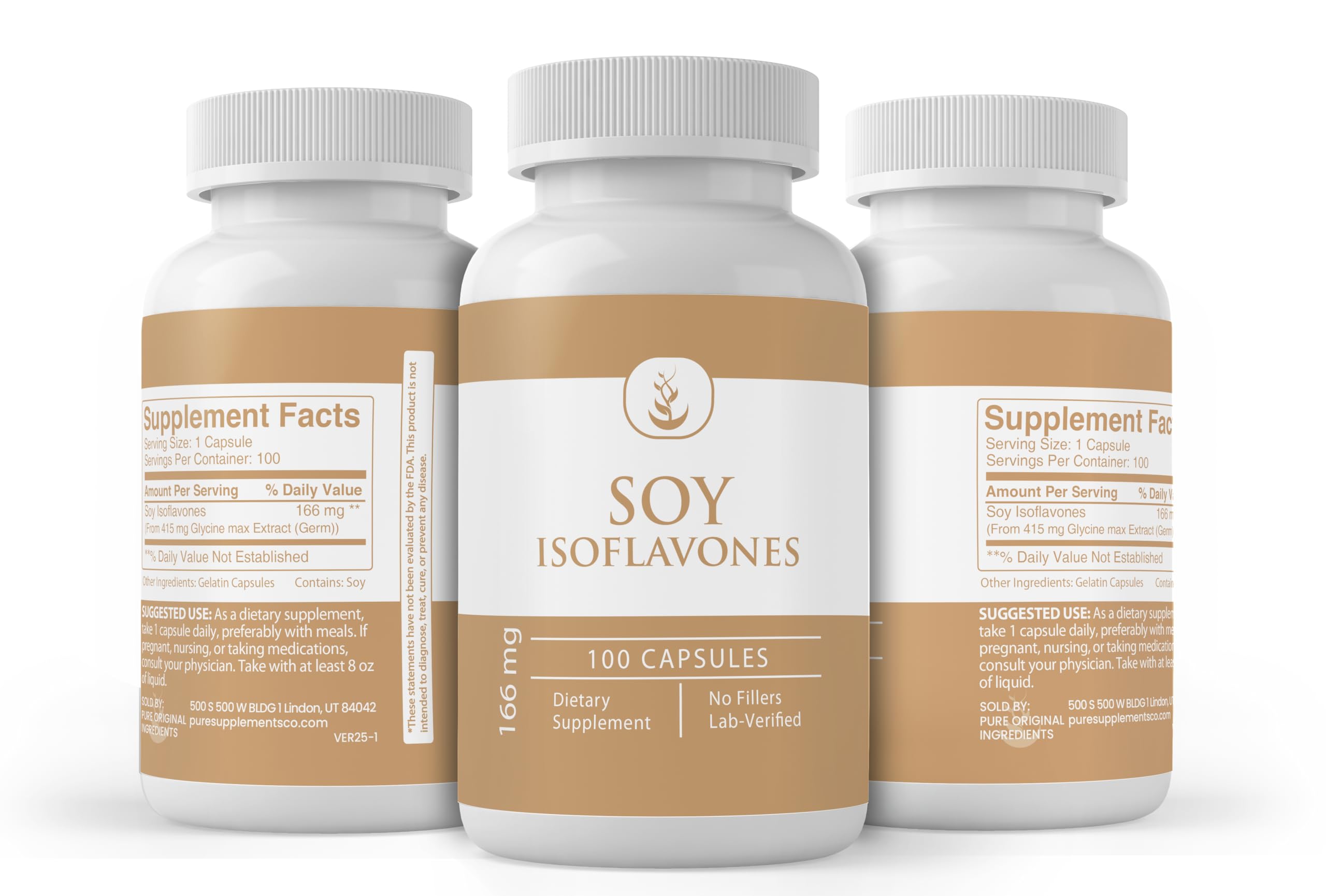Pure Original Soy Isoflavones - 100 Capsules | No Additives, Lab Verified