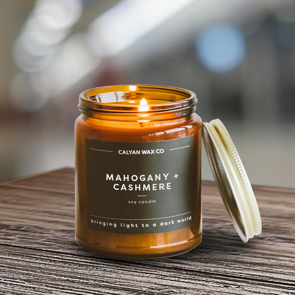 Calyan Wax Co. Mahogany & Cashmere Candle - 57-Hour Burn - 7.2oz Soy Wax