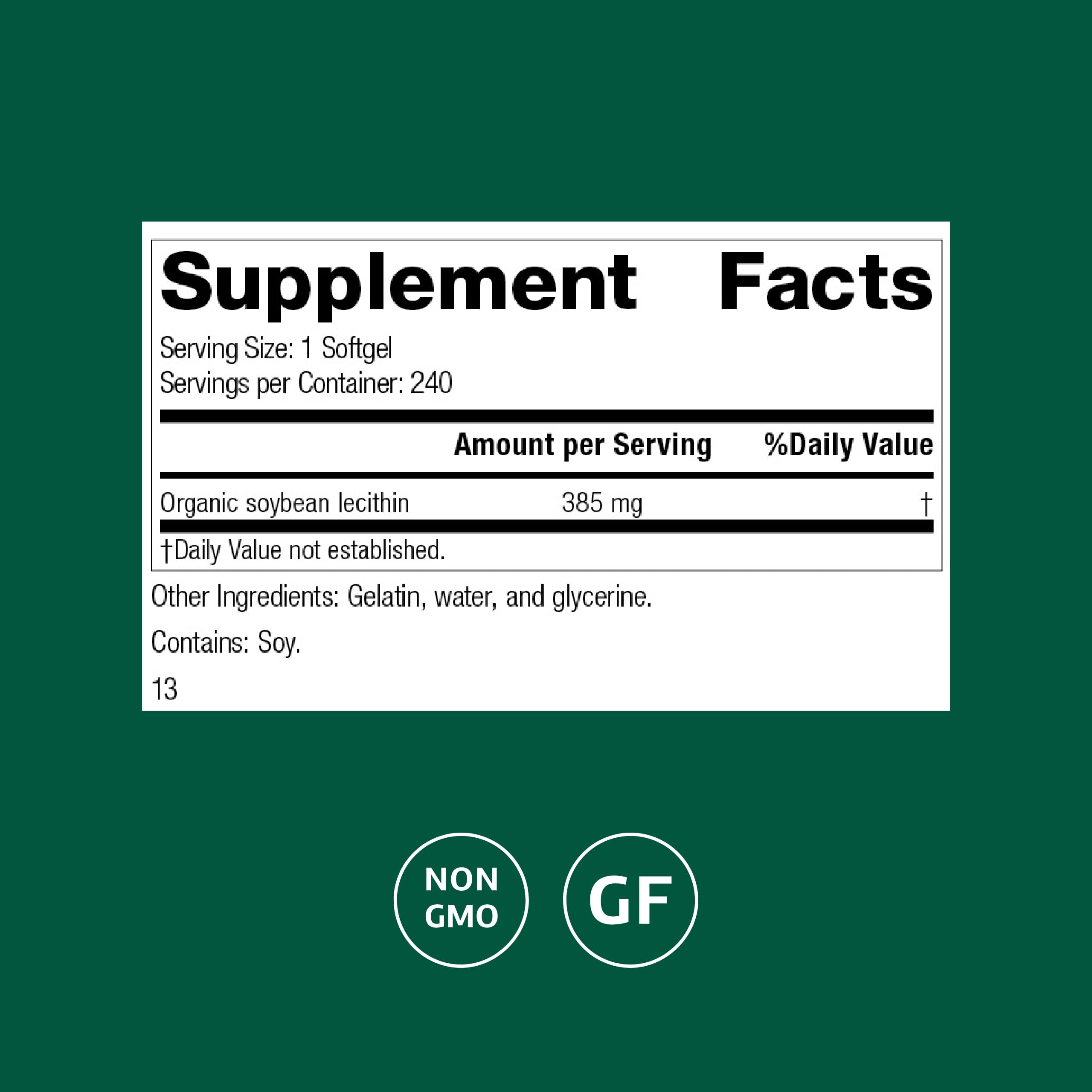 Standard Process Soybean Lecithin – Brain Health Support, 240 Softgels