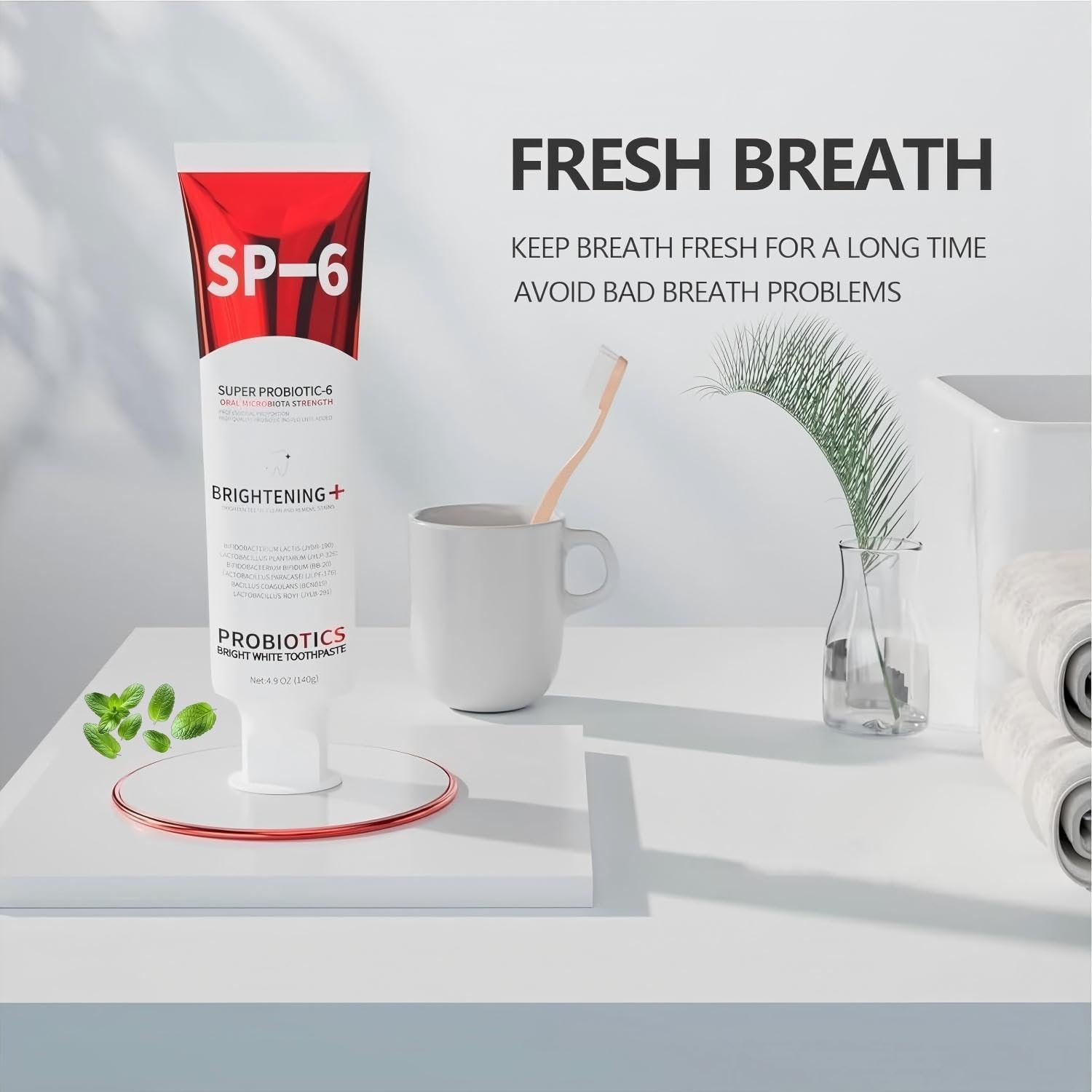 SP-6 Probiotic Whitening Toothpaste & SP-6 Ultra Whitening Toothpaste – Fluoride-Free, Fresh Mint Flavor, 3pc Pack