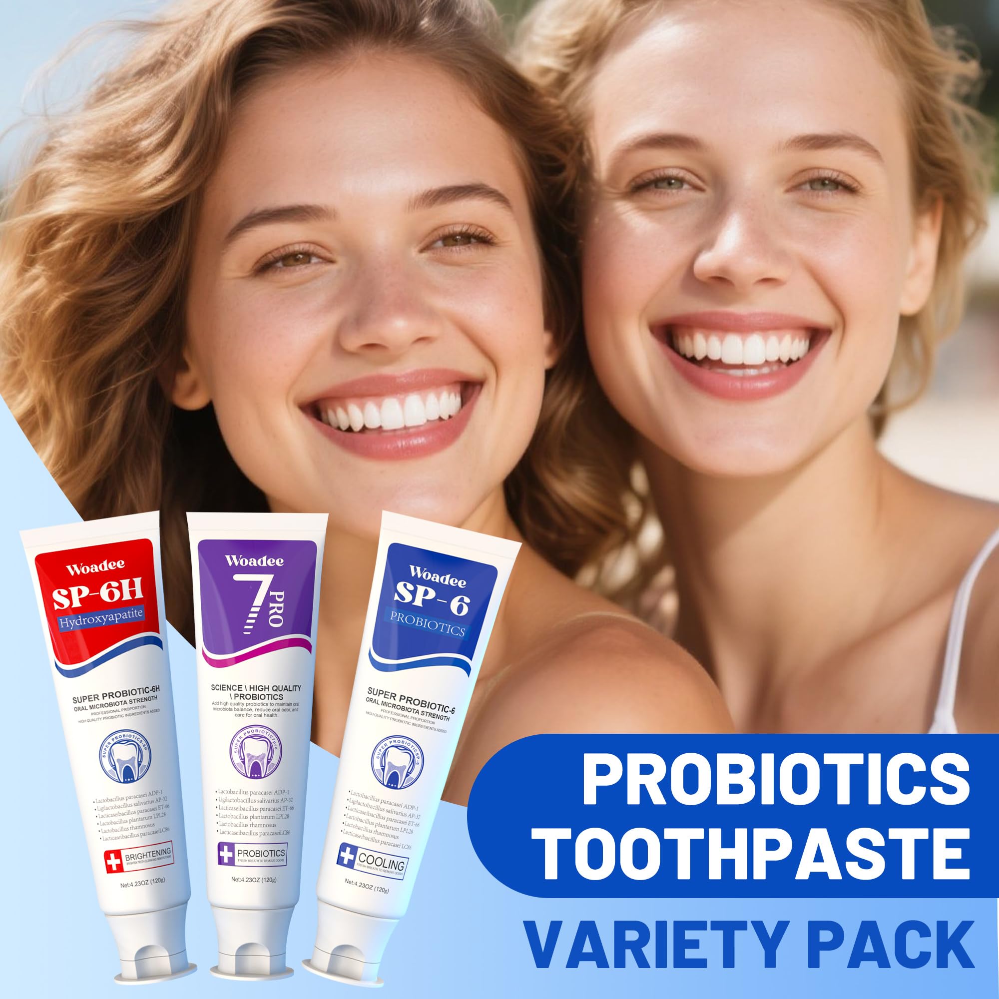 SP-6 Hydroxyapatite Toothpaste Set – 3 Tubes, Fluoride-Free, Enamel Safe, 7-Pro Probiotics Whitening