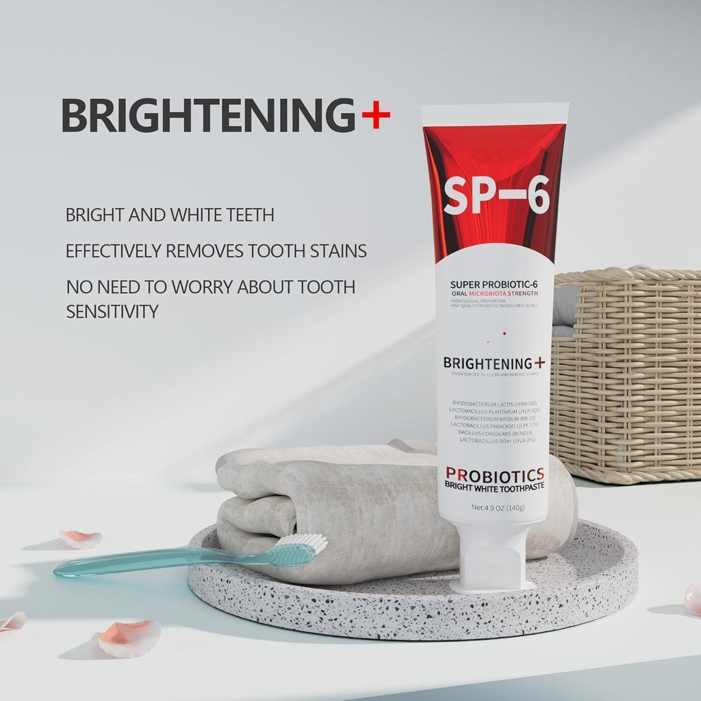 SP-6 Probiotic Toothpaste – Niacinamide Whitening, 6 Probiotics, Fluoride-Free