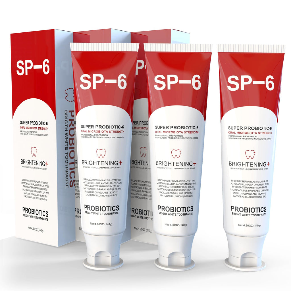 SP-6 Probiotic Whitening Toothpaste - 6 Probiotics, Fluoride-Free, Fresh Breath