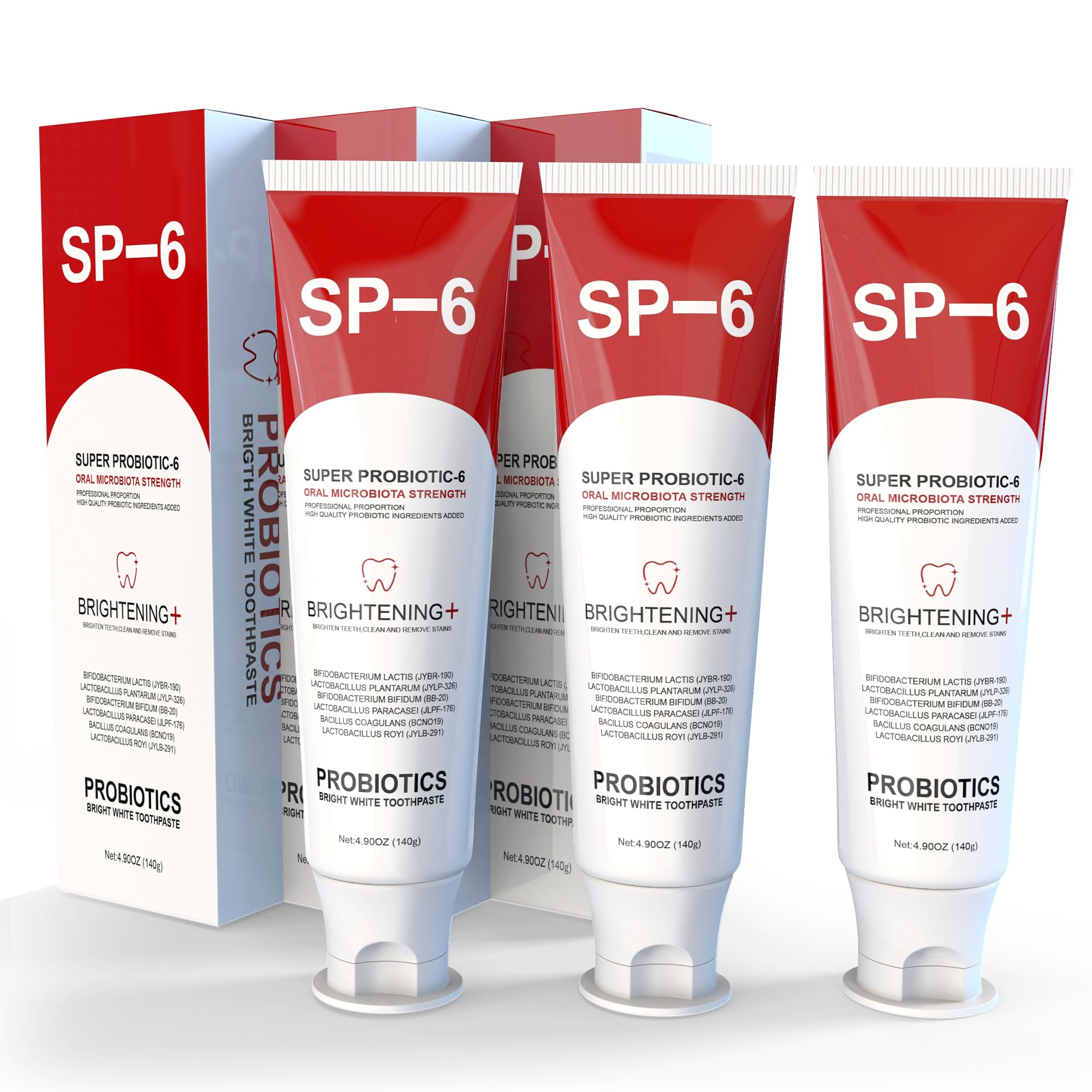 SP-6 Probiotic Whitening Toothpaste - 6 Probiotics, Fluoride-Free, Fresh Breath