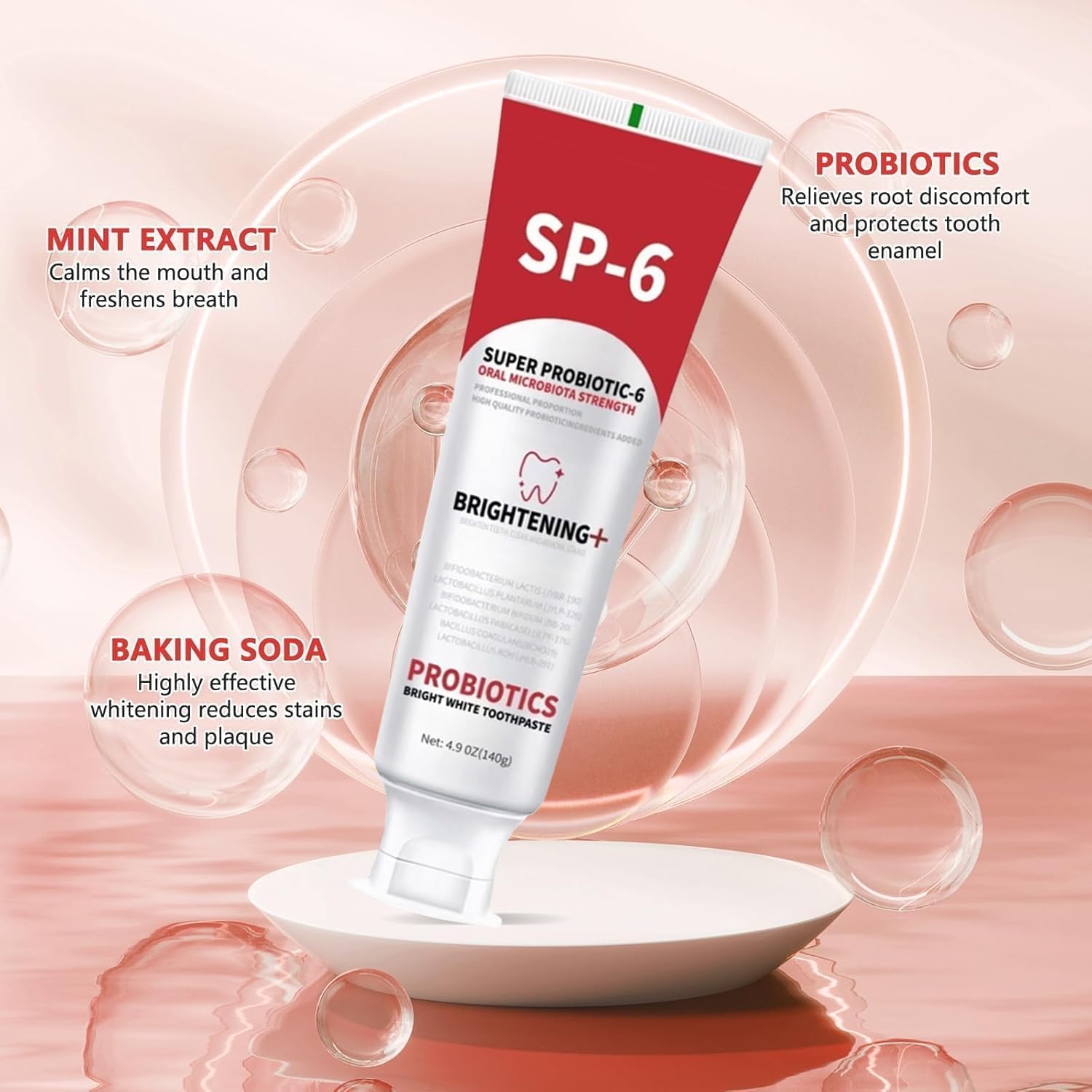 SP-6 Probiotics Whitening Toothpaste – Whitening & Gum Health, Fluoride-Free