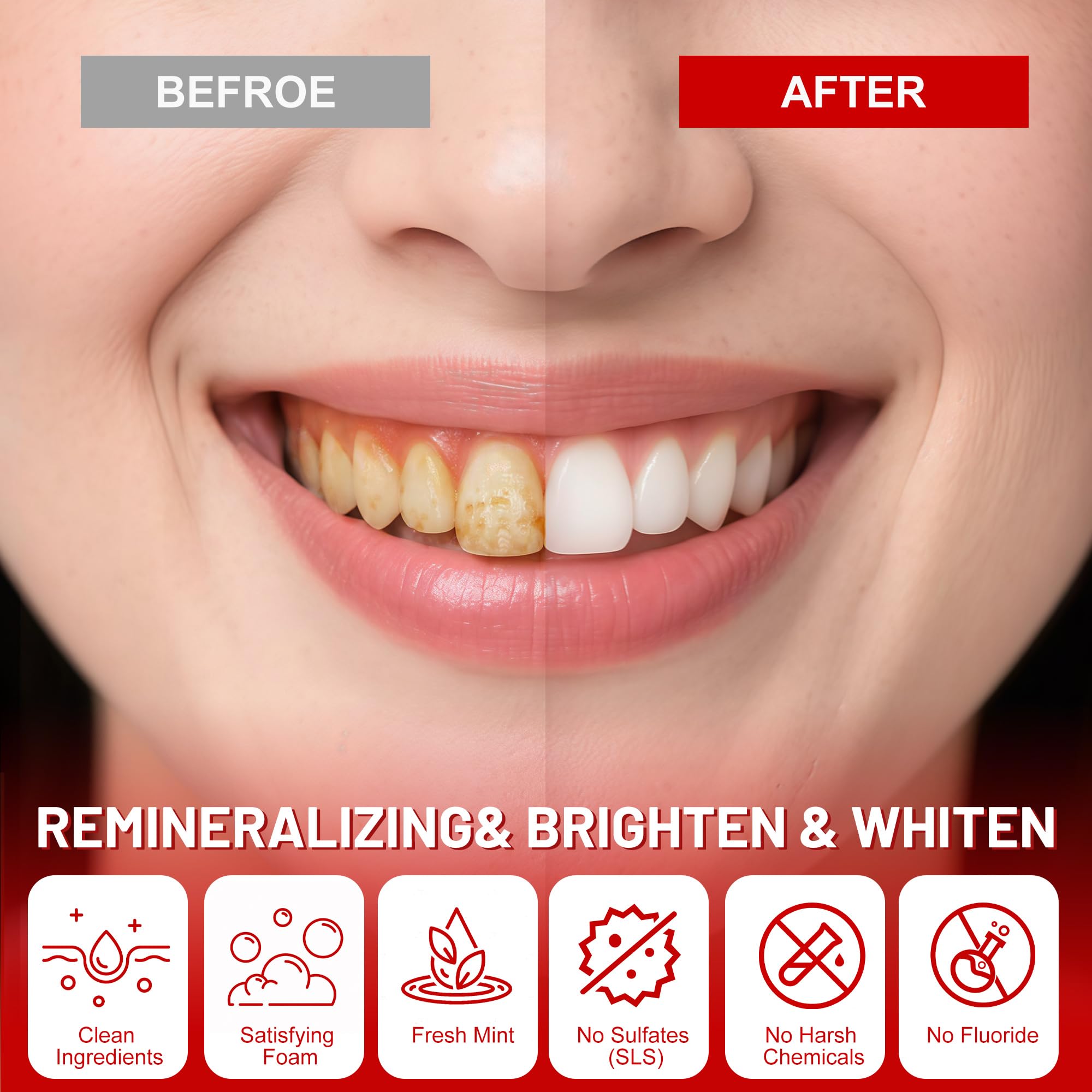 SP-6 Probiotics & Hydroxyapatite Toothpaste Tablets - Remineralizing, Fluoride-Free Whitening (62 Count)