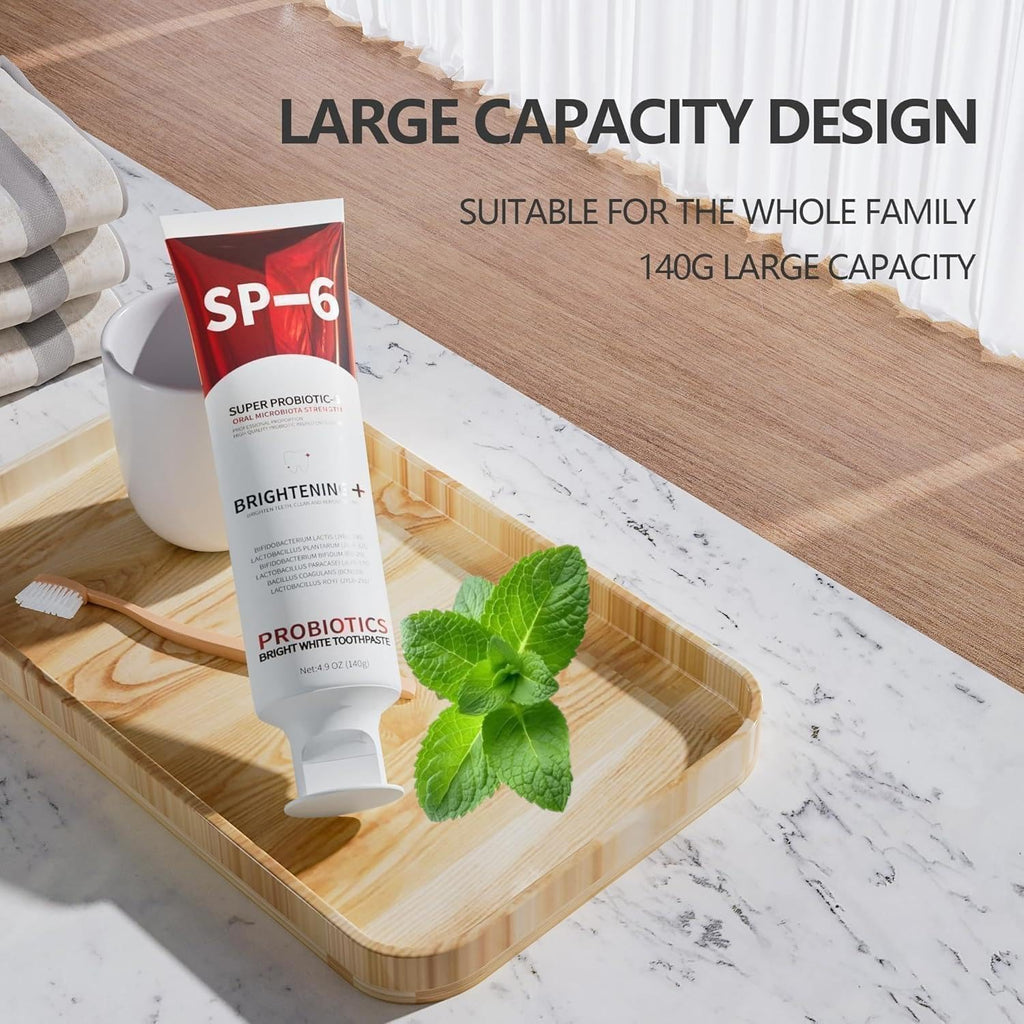 SP-6 Probiotic Whitening Toothpaste & SP-6 Ultra Whitening Toothpaste – Fluoride-Free, Fresh Mint Flavor, 3pc Pack