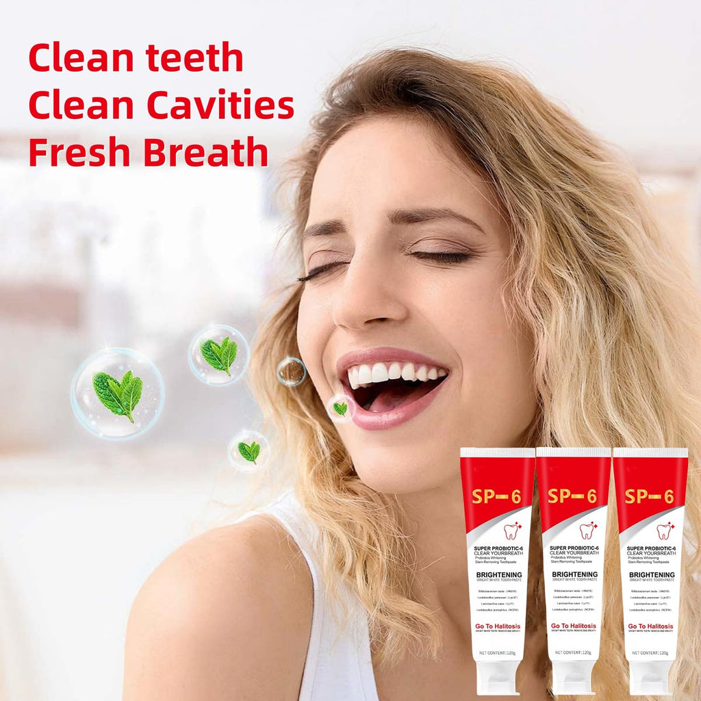 3Pcs SP-6 Ultra Whitening Toothpaste | Super Probiotic SP-6 Toothpaste | Deep Cleaning & Fresh Breath | Men and Women