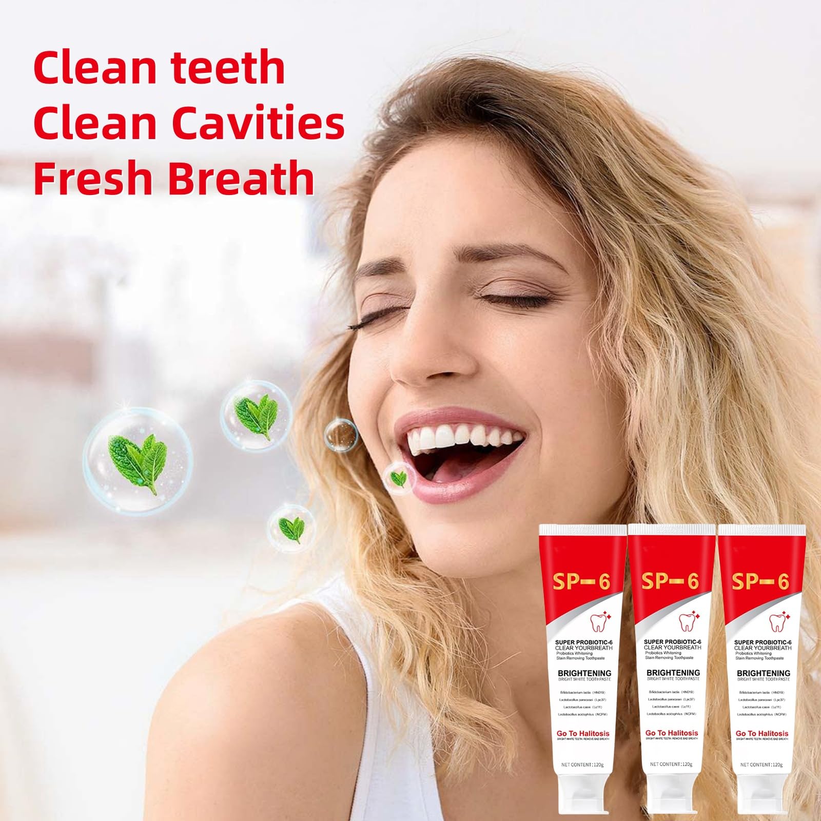 3Pcs SP-6 Ultra Whitening Toothpaste | Super Probiotic SP-6 Toothpaste | Deep Cleaning & Fresh Breath | Men and Women
