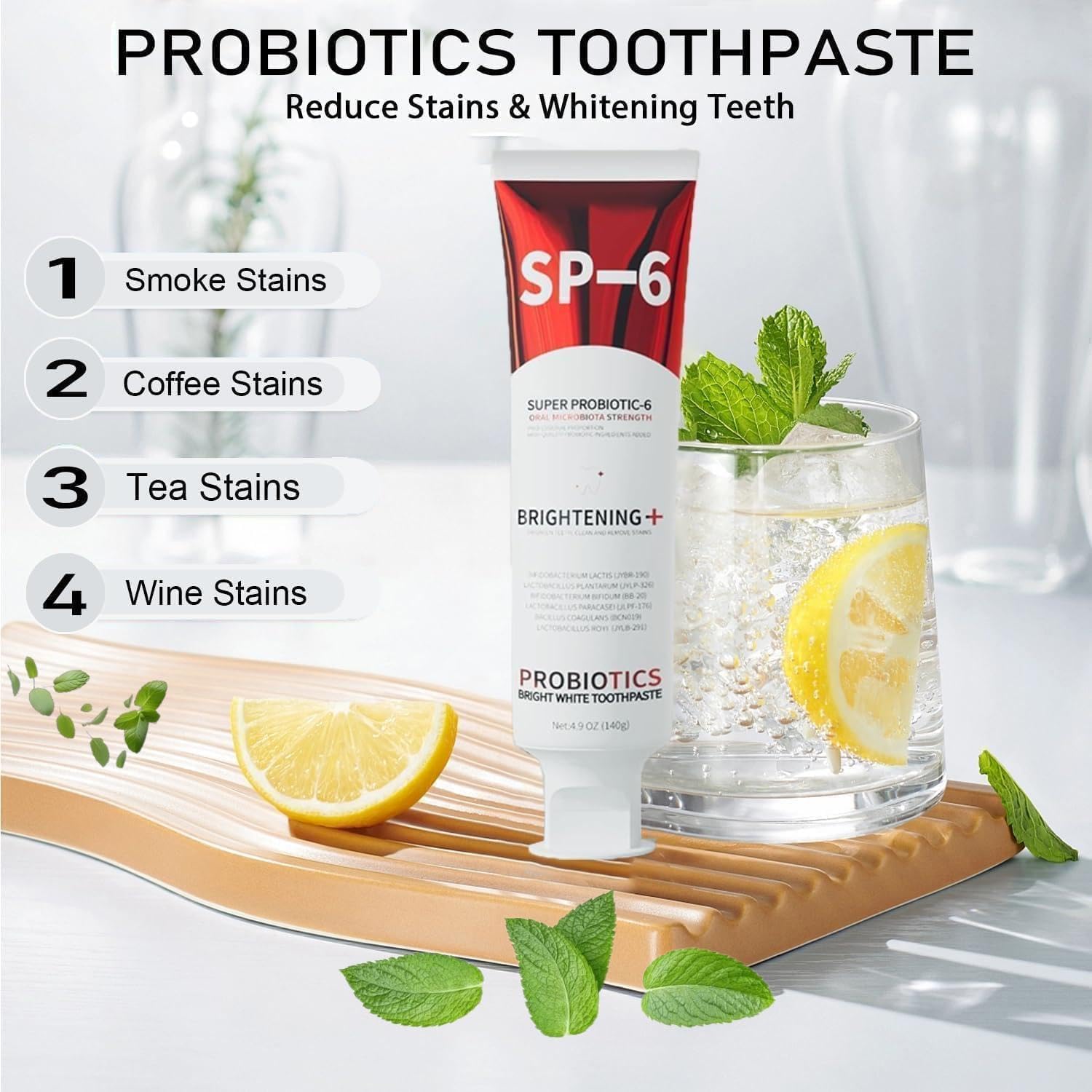 SP-6 Probiotic Whitening Toothpaste & SP-6 Ultra Whitening Toothpaste – Fluoride-Free, Fresh Mint Flavor, 3pc Pack