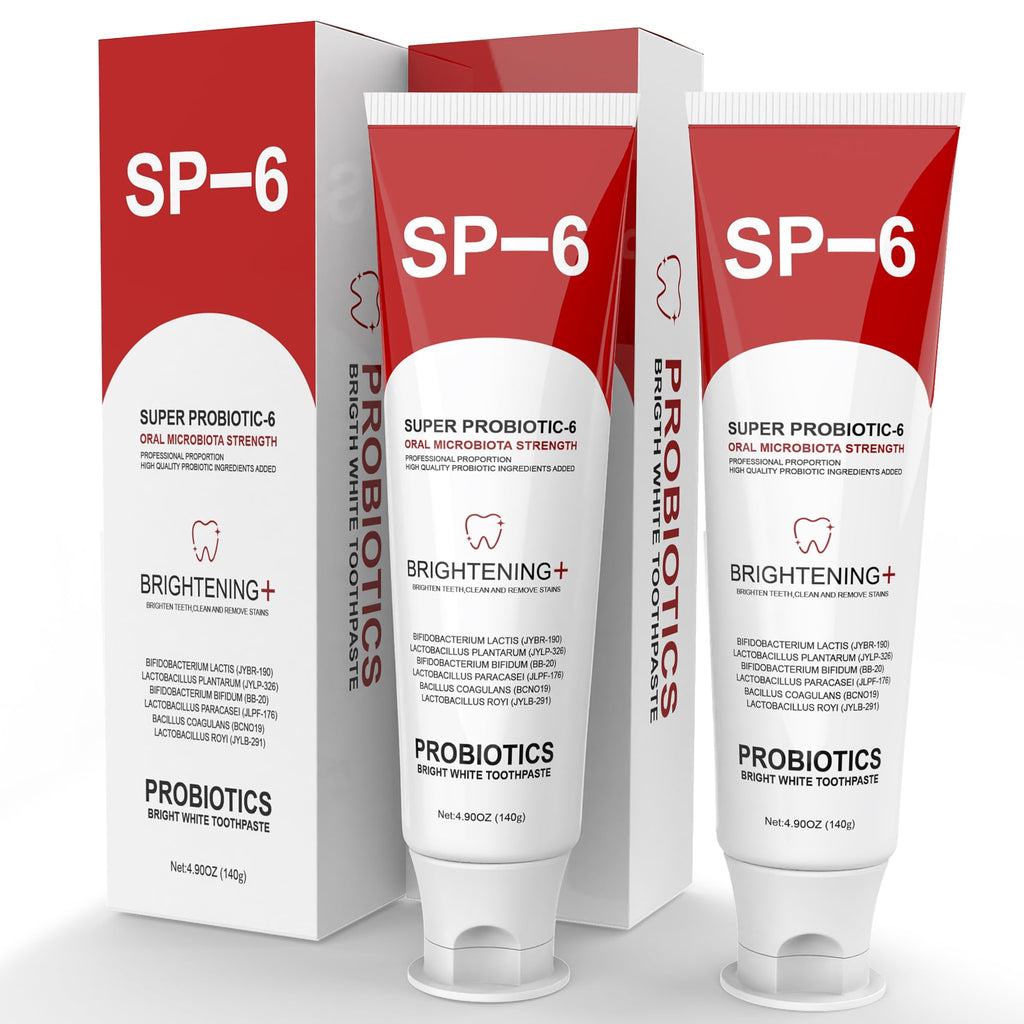 SP-6 Probiotic Whitening Toothpaste - 6 Probiotics, Fluoride-Free, Mint Flavor, 4.9 oz