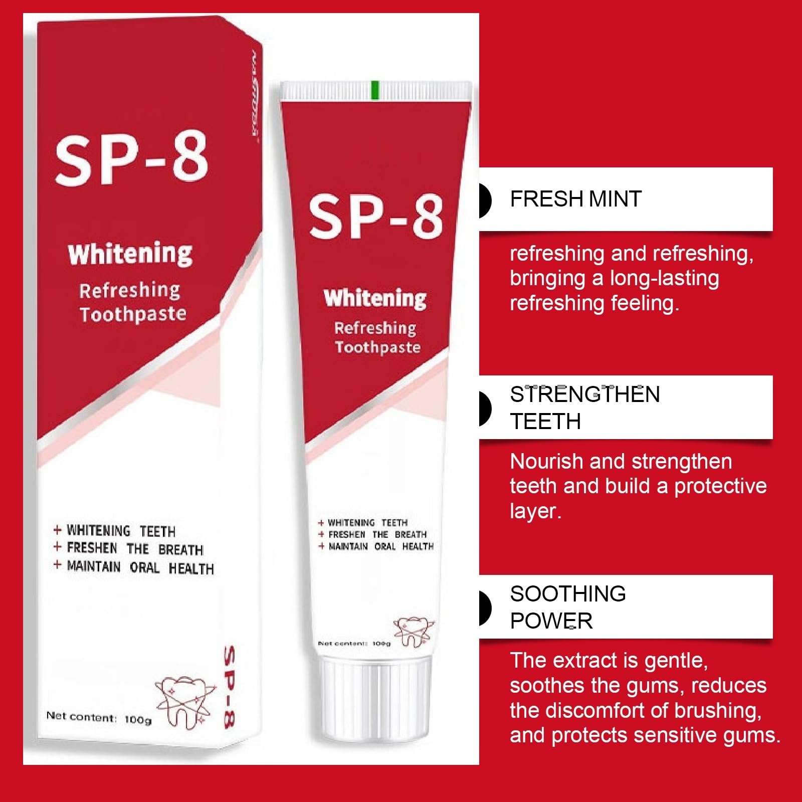 SP8 Toothpaste (2Pcs) SP-8 Probiotic Whitening – Ultra Whitening & Gum Protection