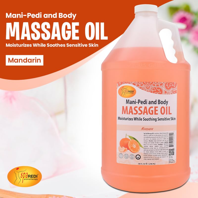 SPA REDI Mandarin Scented Massage Oil 128 Oz – Full Body Massage